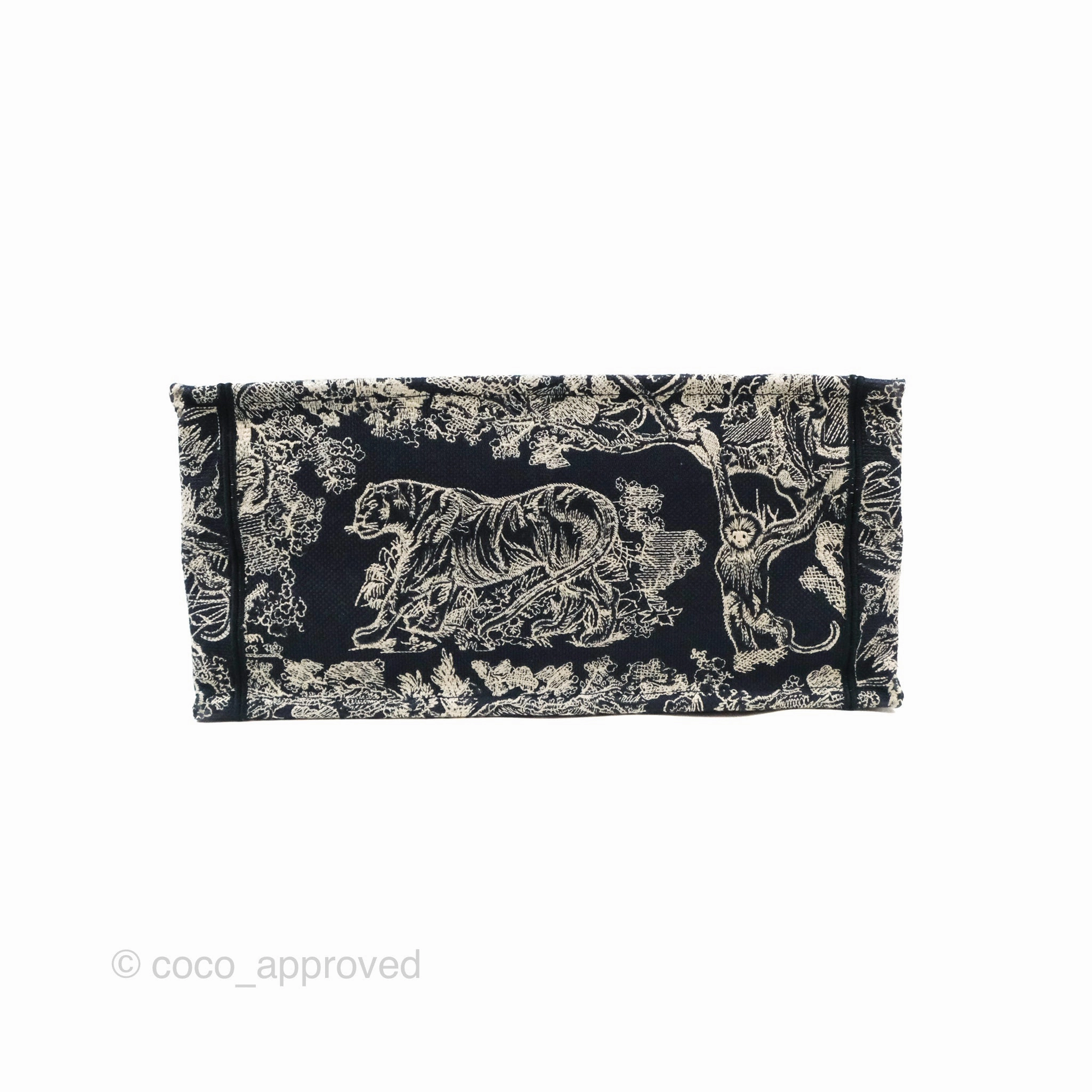 Christian Dior Embroidered Toile De Jouy Small Canvas Book Tote Navy