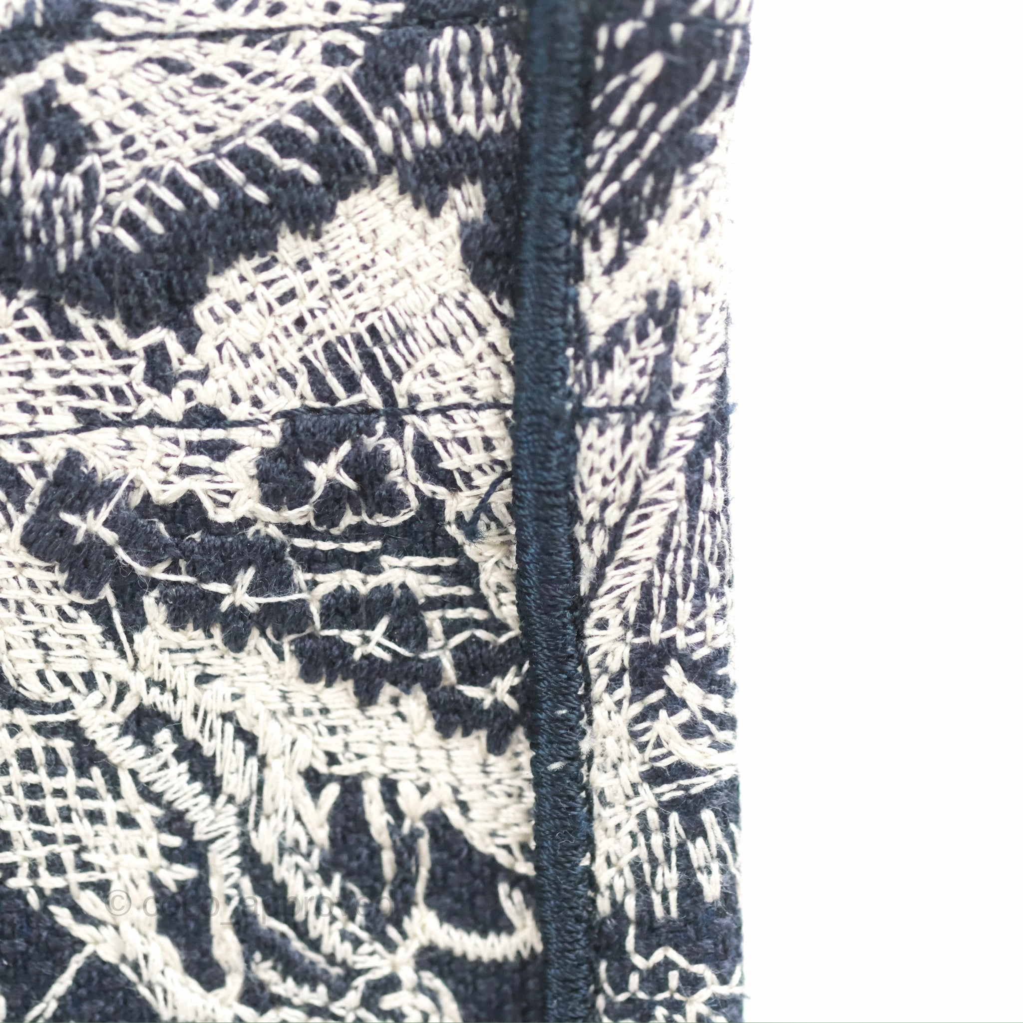 Christian Dior Embroidered Toile De Jouy Small Canvas Book Tote Navy