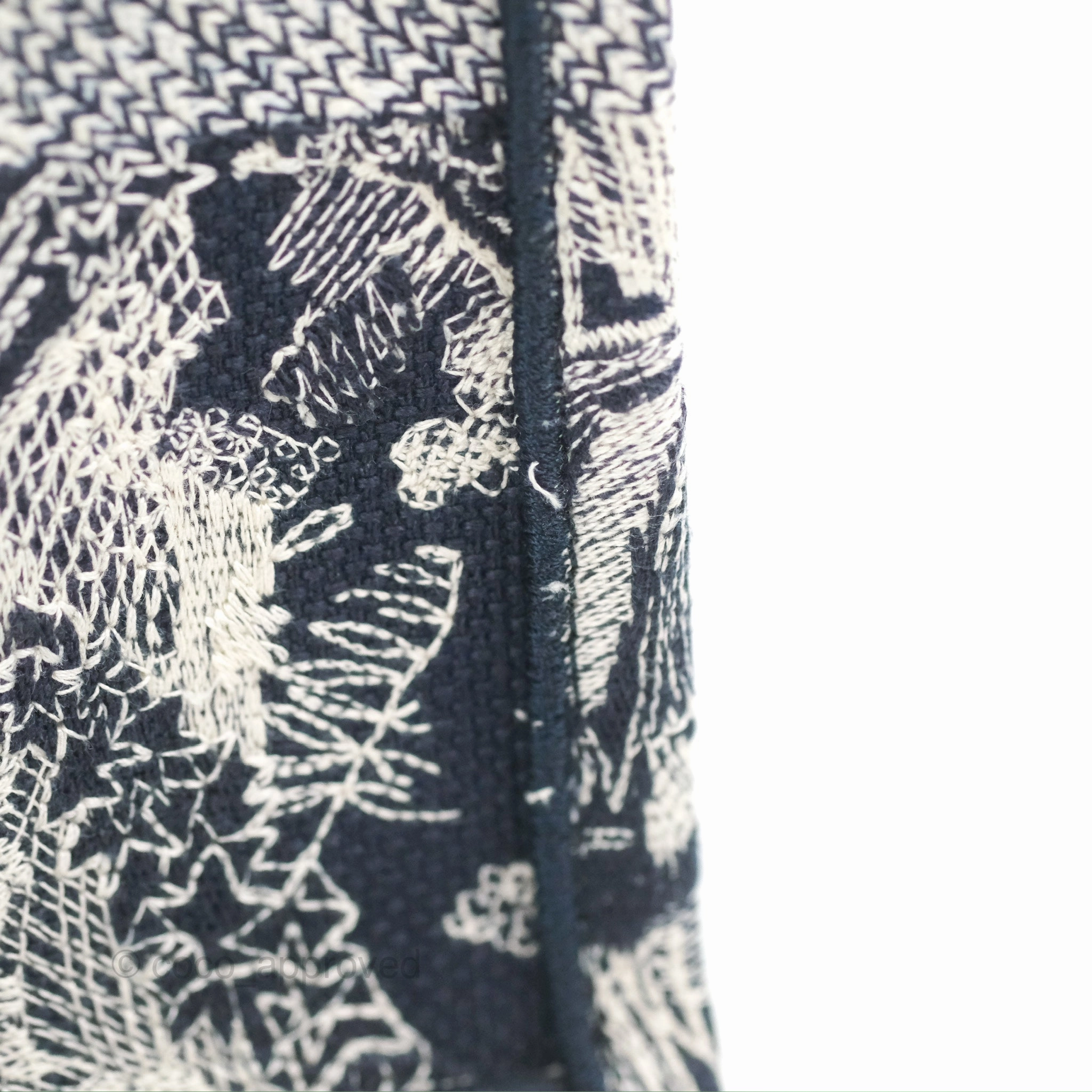 Christian Dior Embroidered Toile De Jouy Small Canvas Book Tote Navy