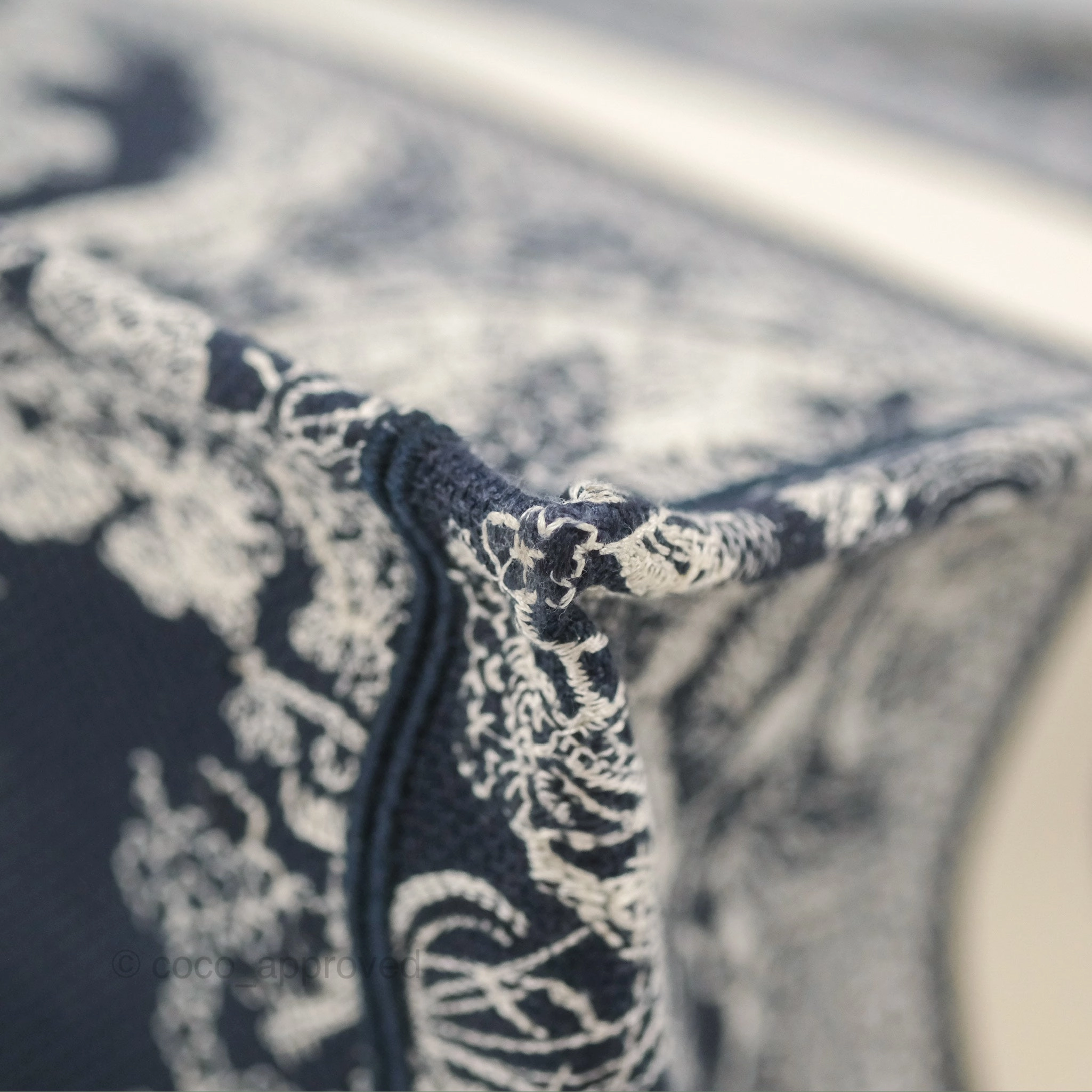 Christian Dior Embroidered Toile De Jouy Small Canvas Book Tote Navy