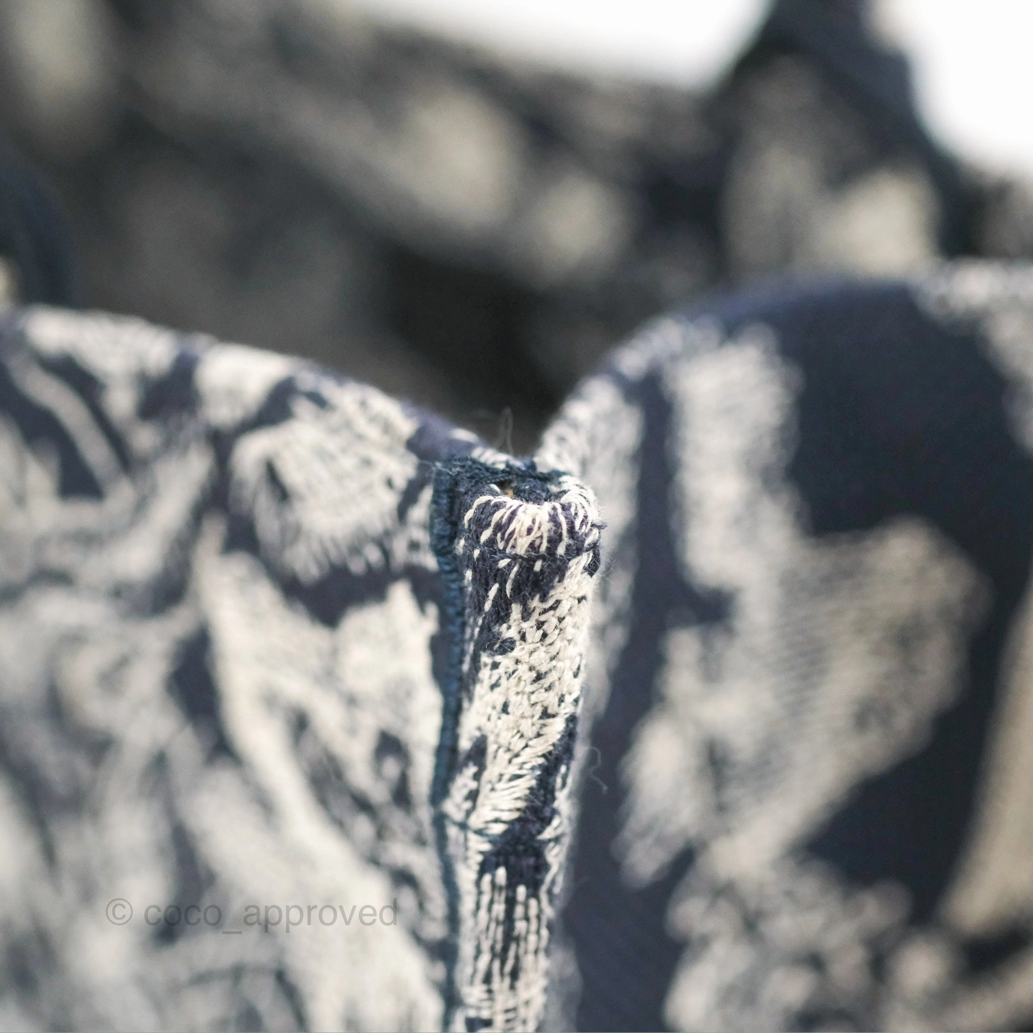Christian Dior Embroidered Toile De Jouy Small Canvas Book Tote Navy