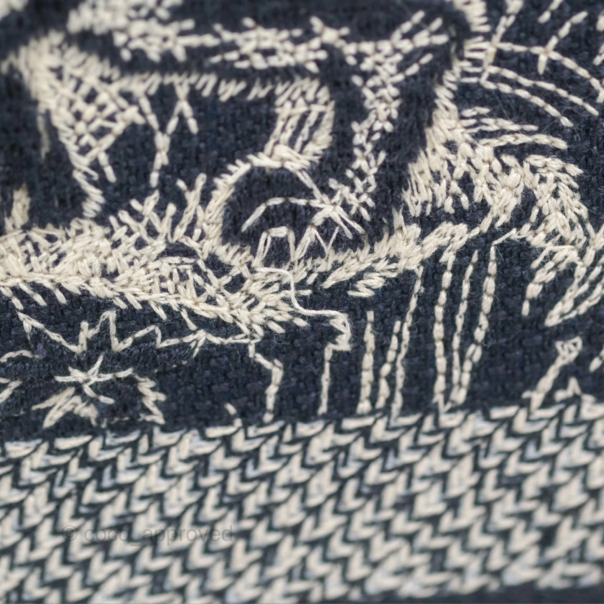 Christian Dior Embroidered Toile De Jouy Small Canvas Book Tote Navy