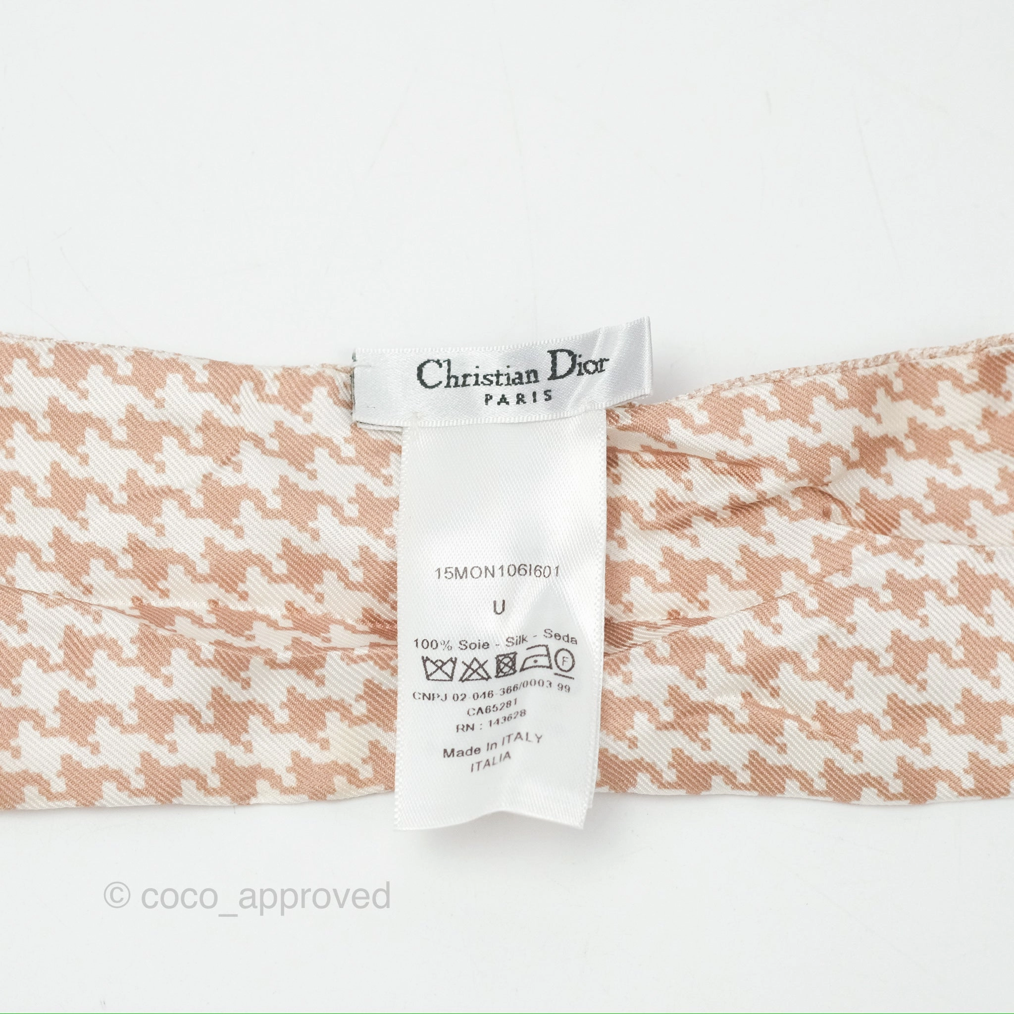 Christian Dior Houndstooth 30 Montaigne Silk Mitzah Scarf Twilly Rose Des Vents
