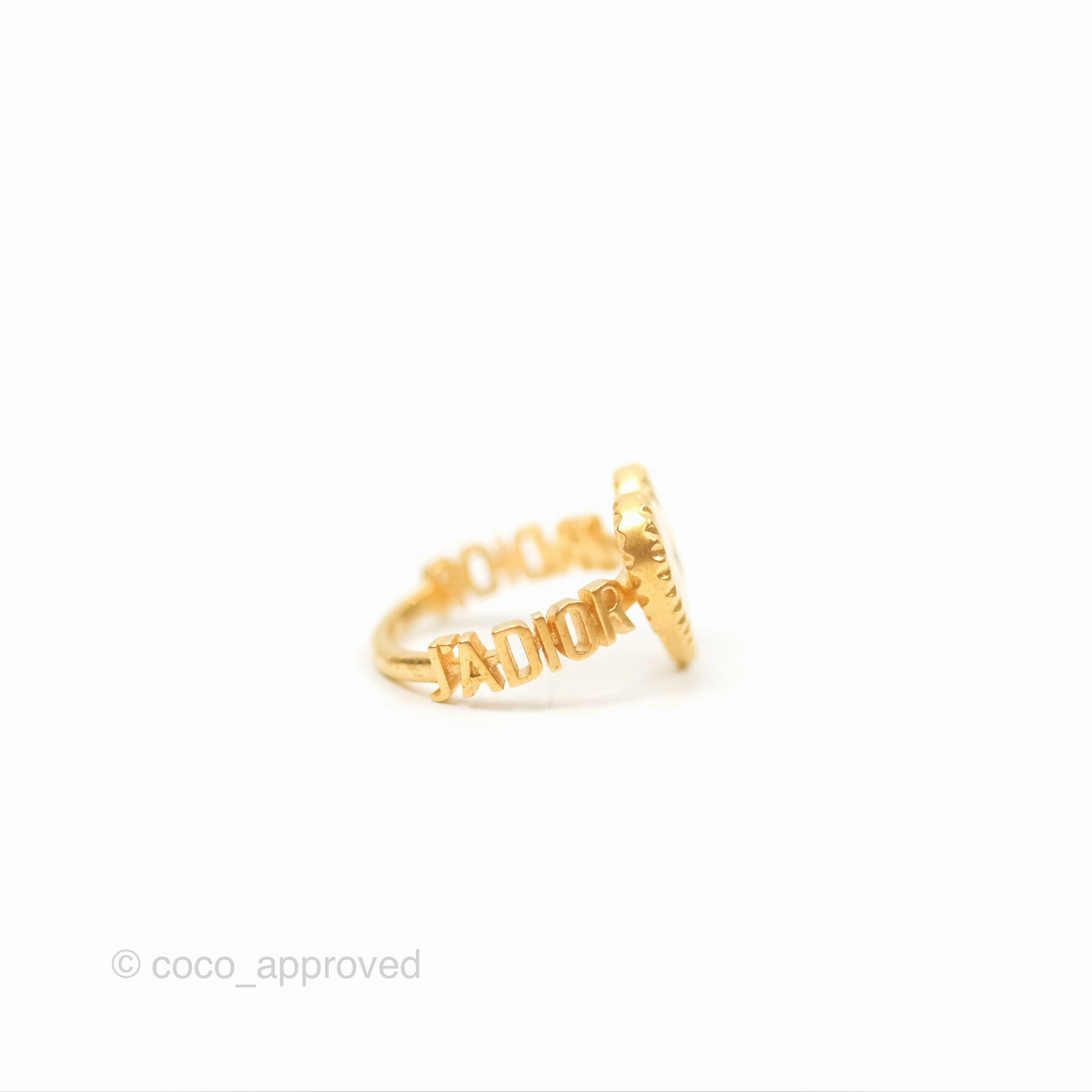 Christian Dior J'adior Crystal Star Heart Ring Matte Gold Tone Size M