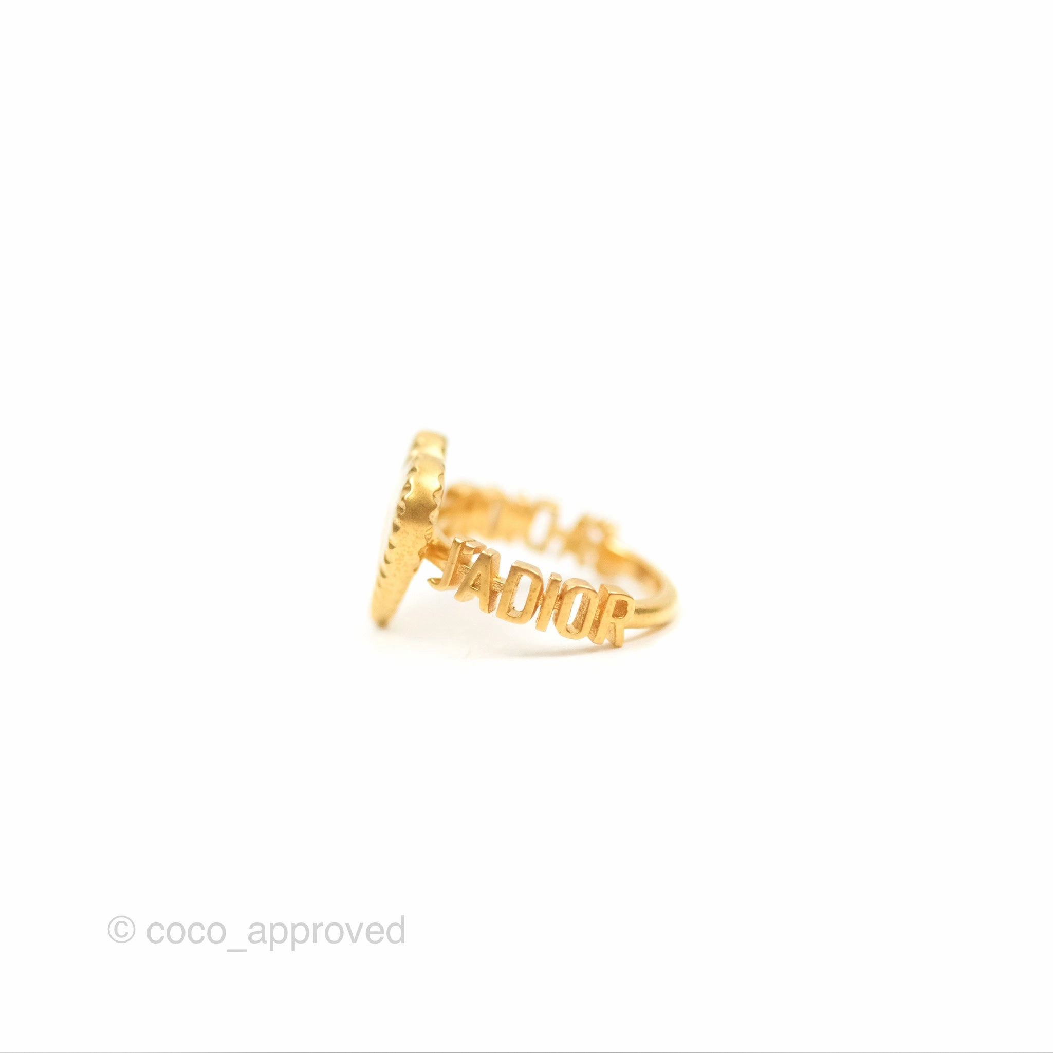 Christian Dior J'adior Crystal Star Heart Ring Matte Gold Tone Size M