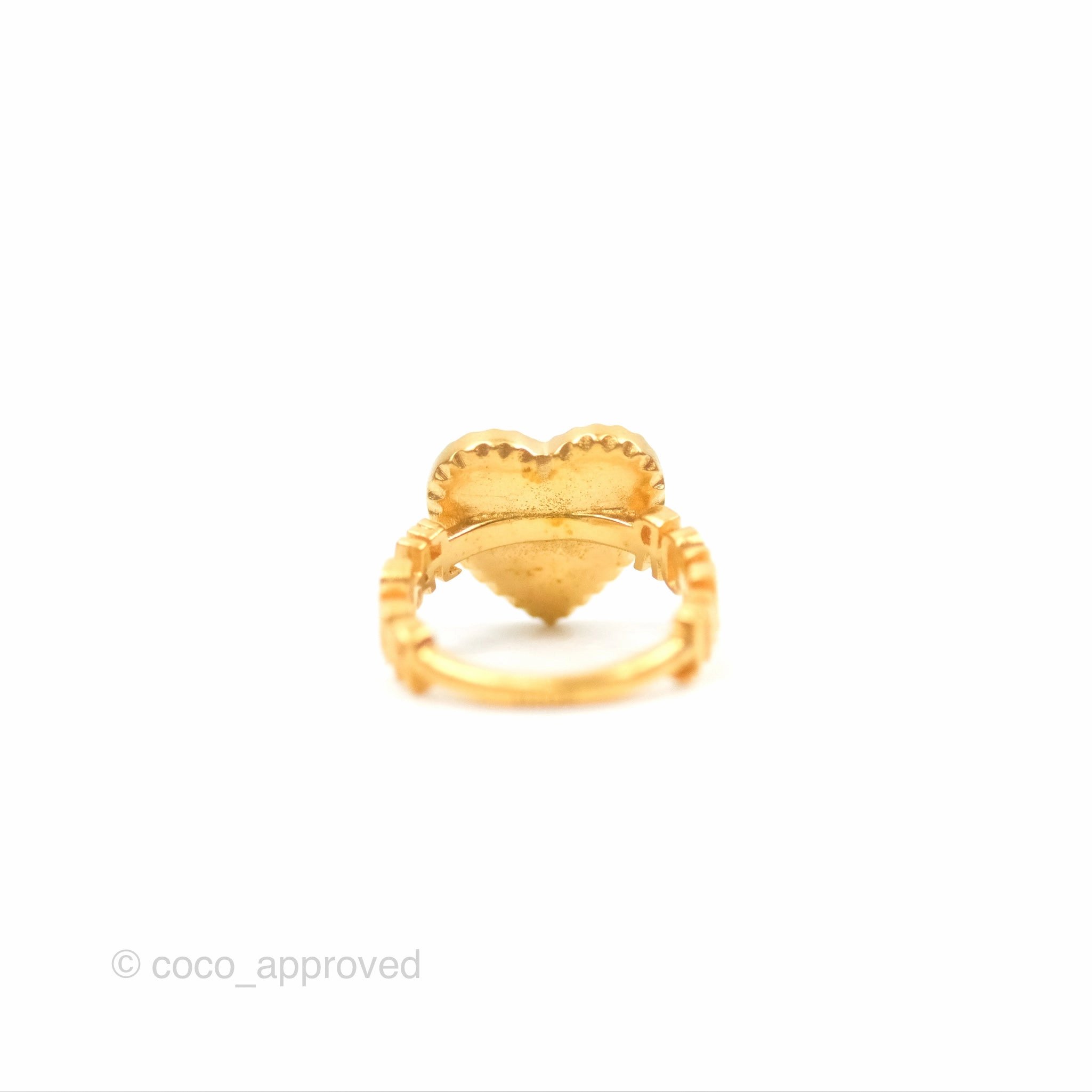 Christian Dior J'adior Crystal Star Heart Ring Matte Gold Tone Size M