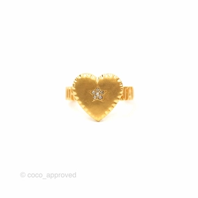 Christian Dior J'adior Crystal Star Heart Ring Matte Gold Tone Size M