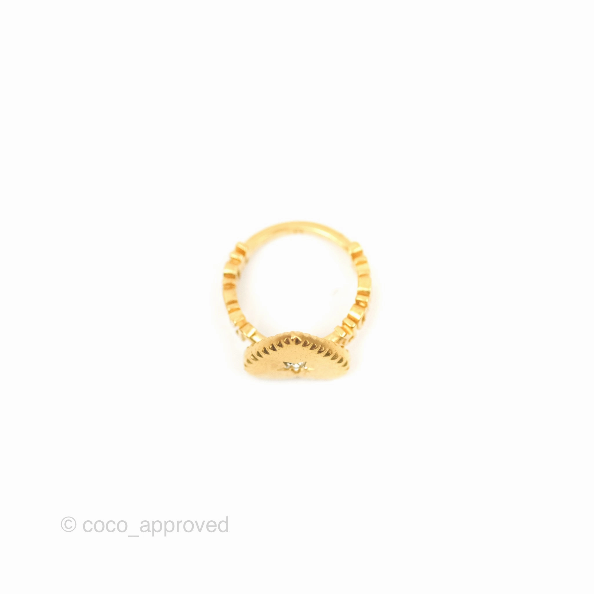 Christian Dior J'adior Crystal Star Heart Ring Matte Gold Tone Size M