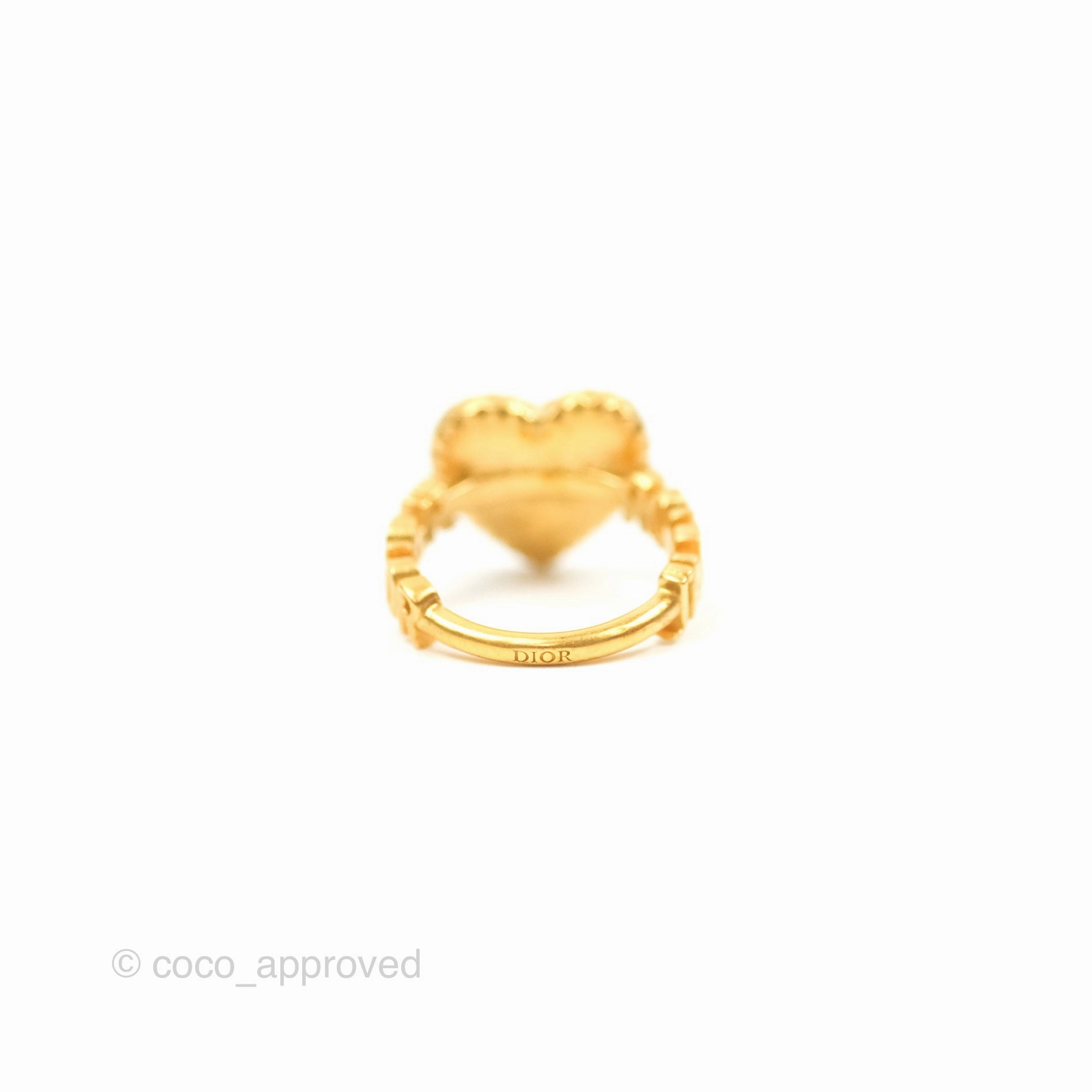 Christian Dior J'adior Crystal Star Heart Ring Matte Gold Tone Size M
