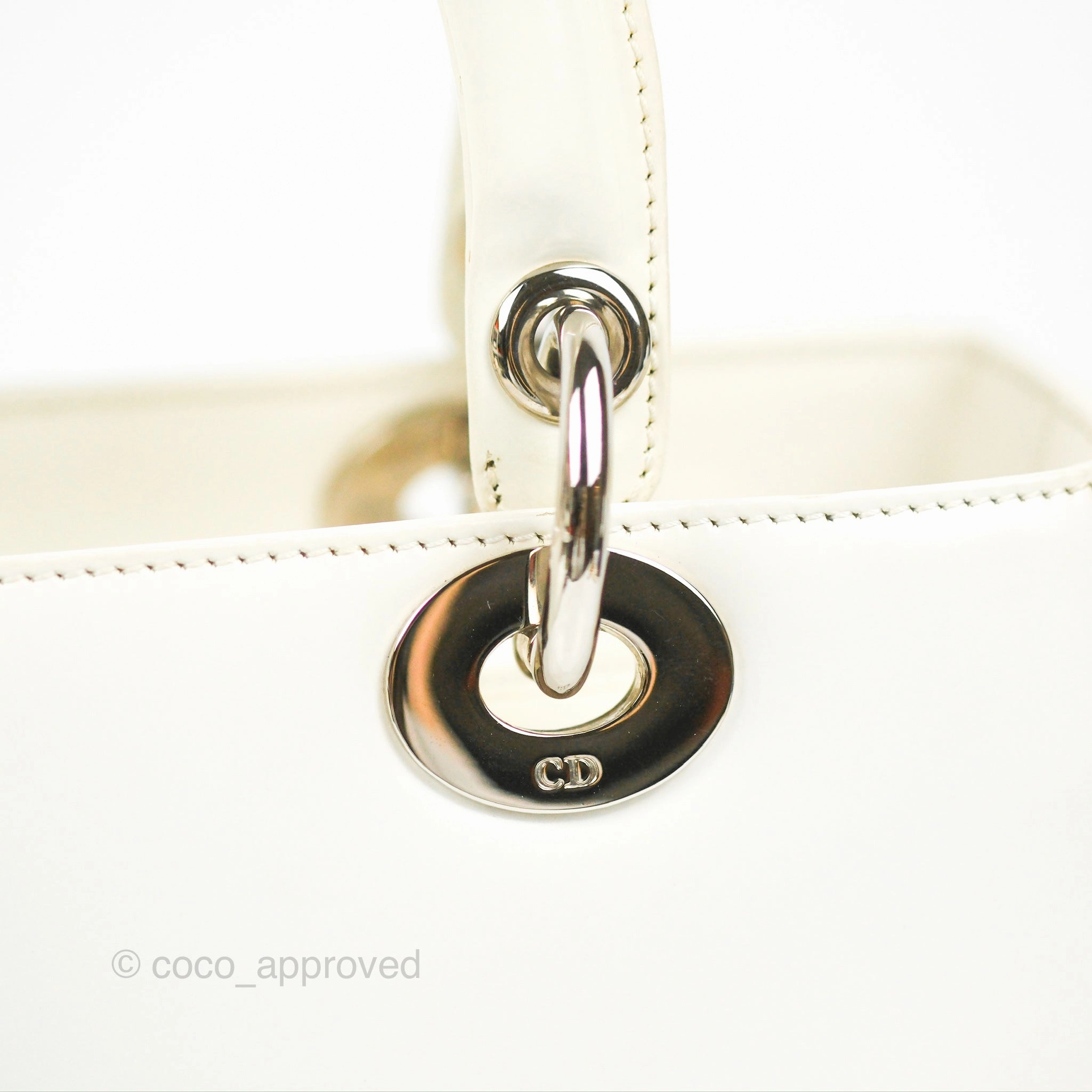 Christian Dior Lady Dior White Calfskin Silver Hardware
