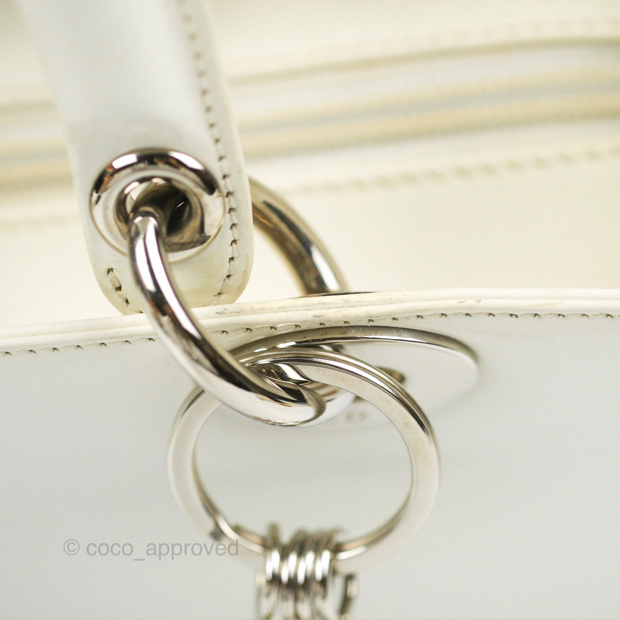 Christian Dior Lady Dior White Calfskin Silver Hardware