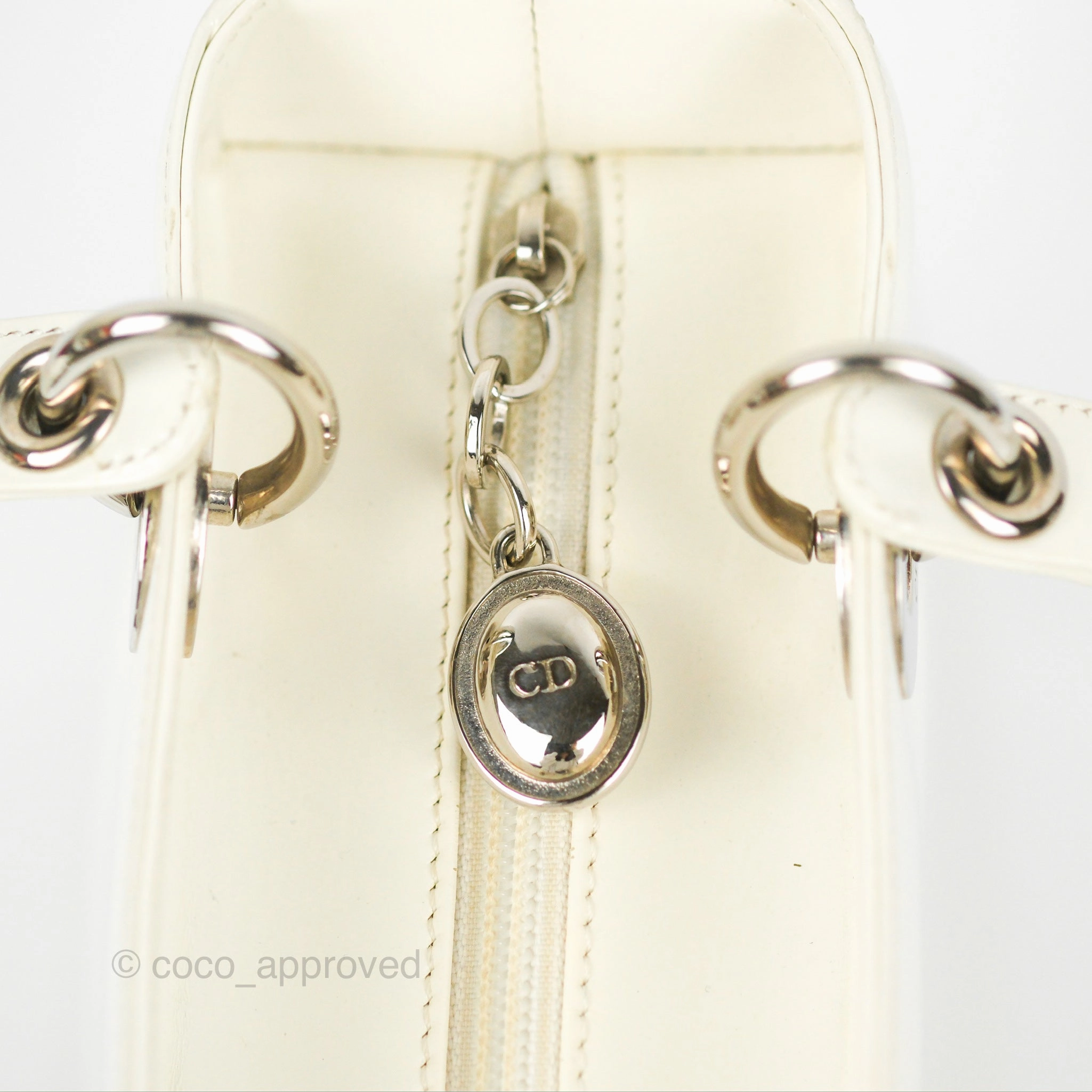 Christian Dior Lady Dior White Calfskin Silver Hardware