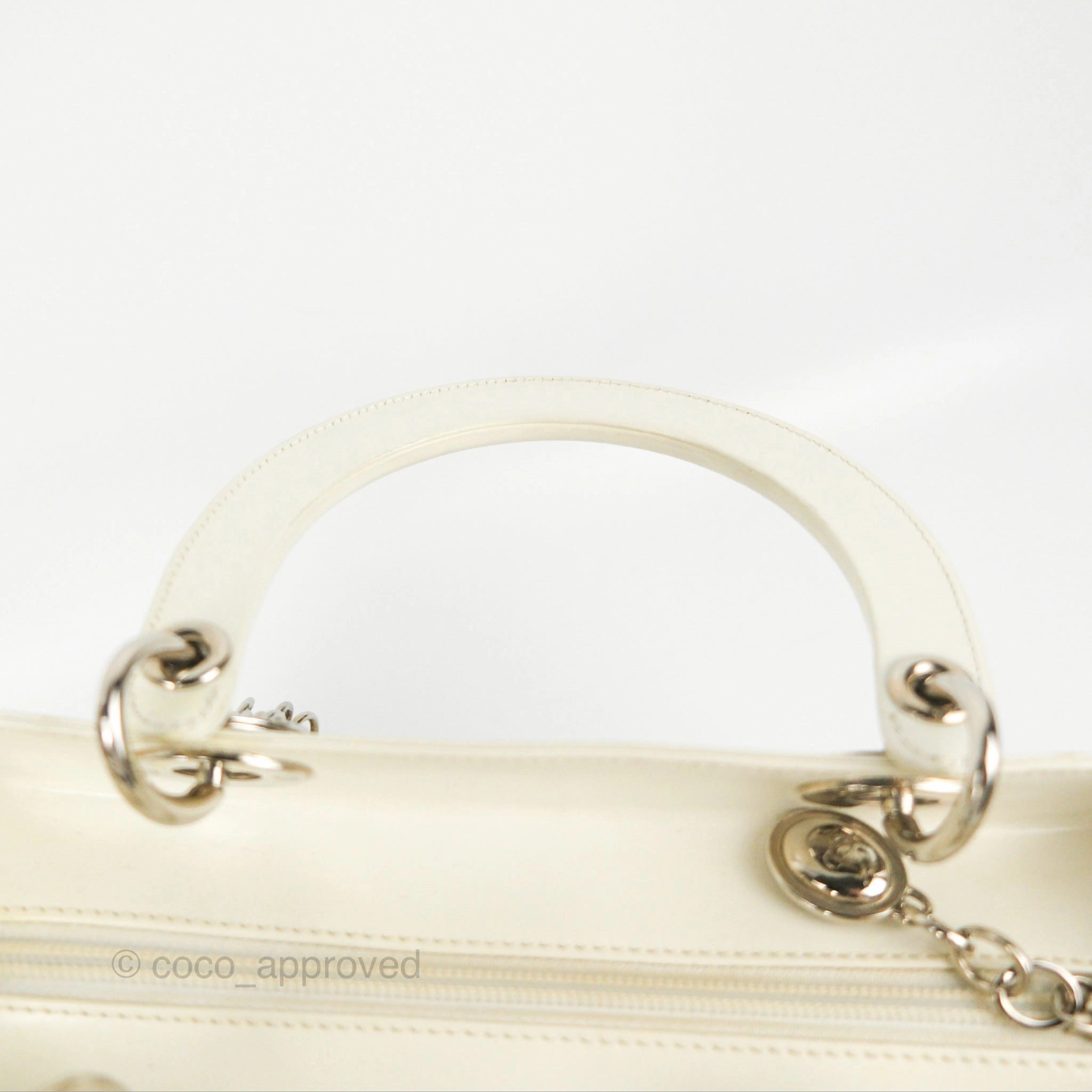 Christian Dior Lady Dior White Calfskin Silver Hardware