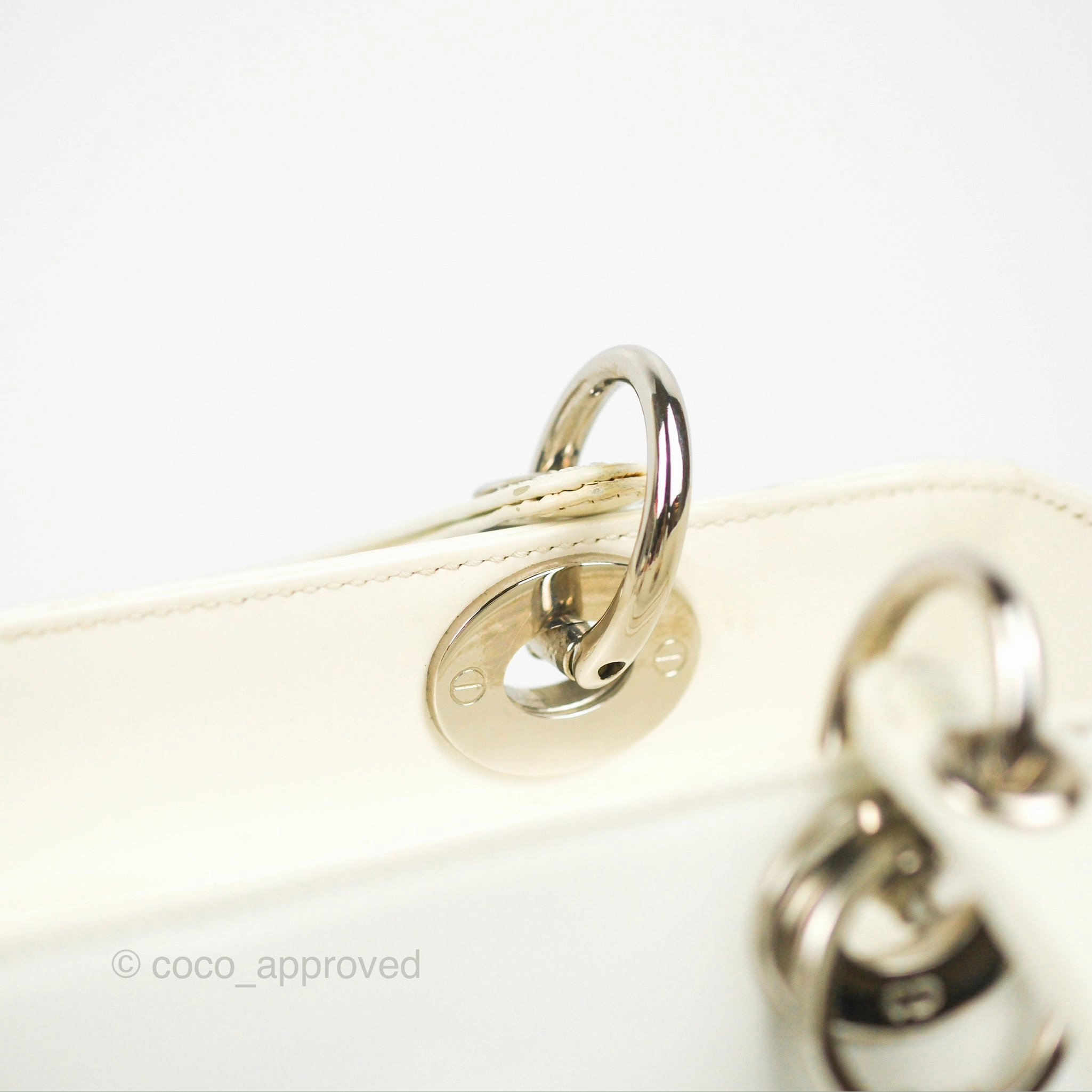 Christian Dior Lady Dior White Calfskin Silver Hardware