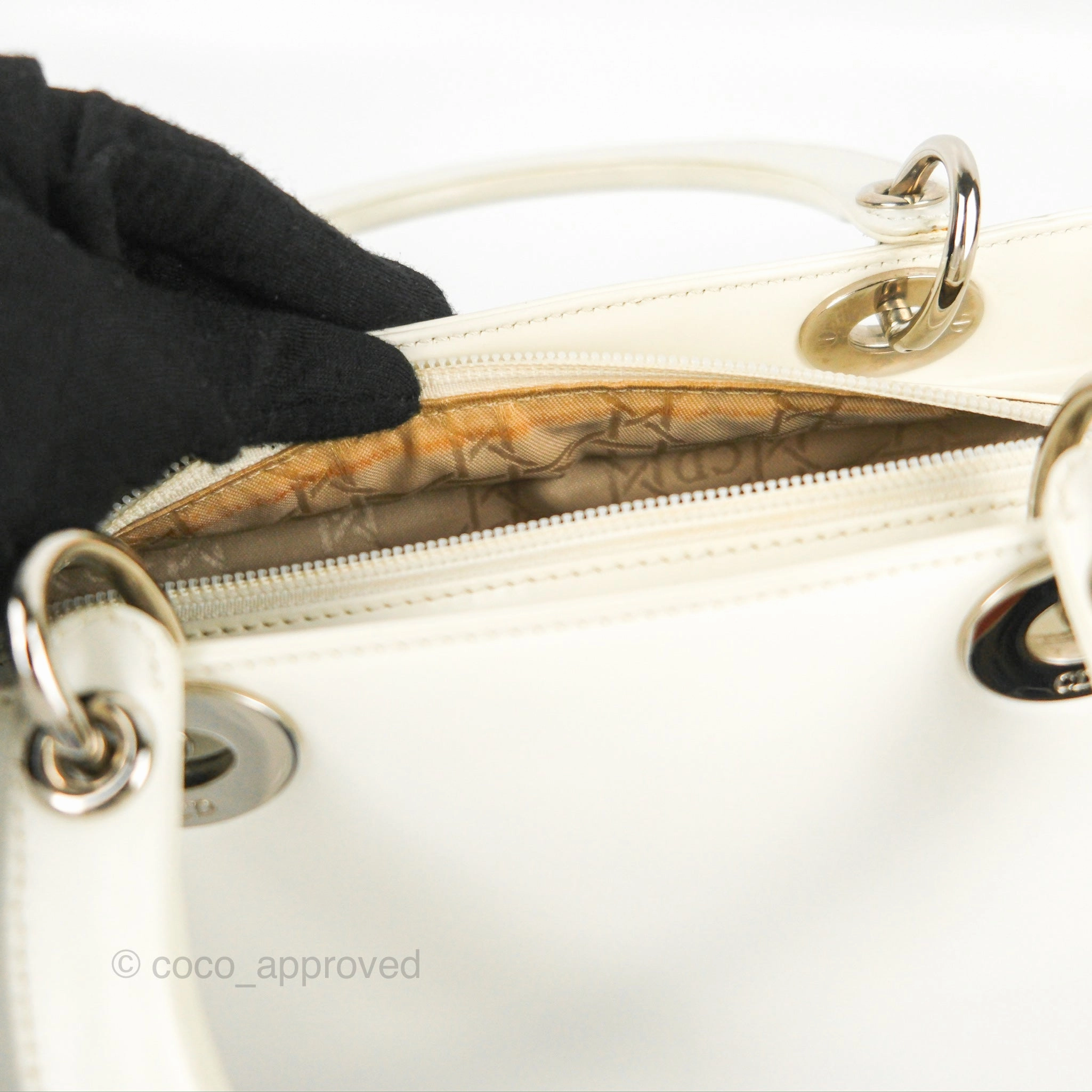 Christian Dior Lady Dior White Calfskin Silver Hardware