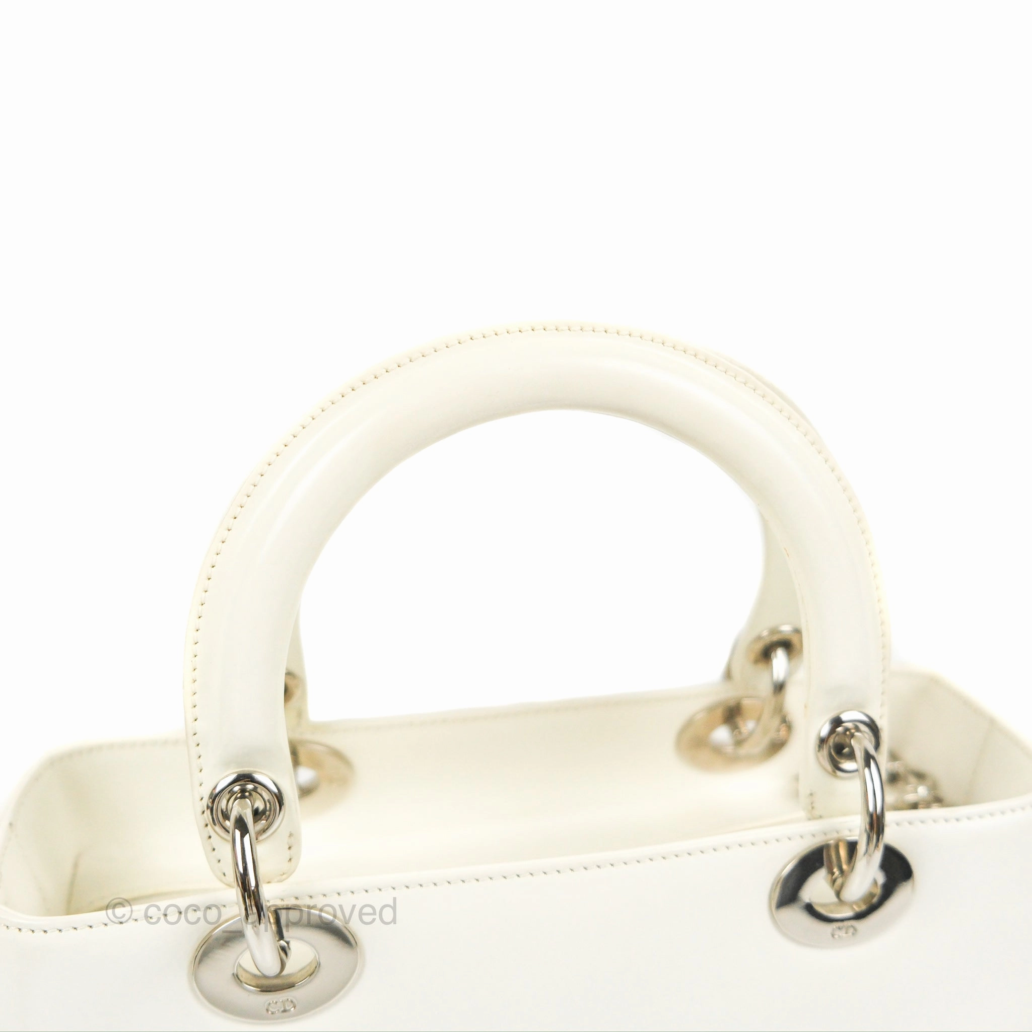 Christian Dior Lady Dior White Calfskin Silver Hardware