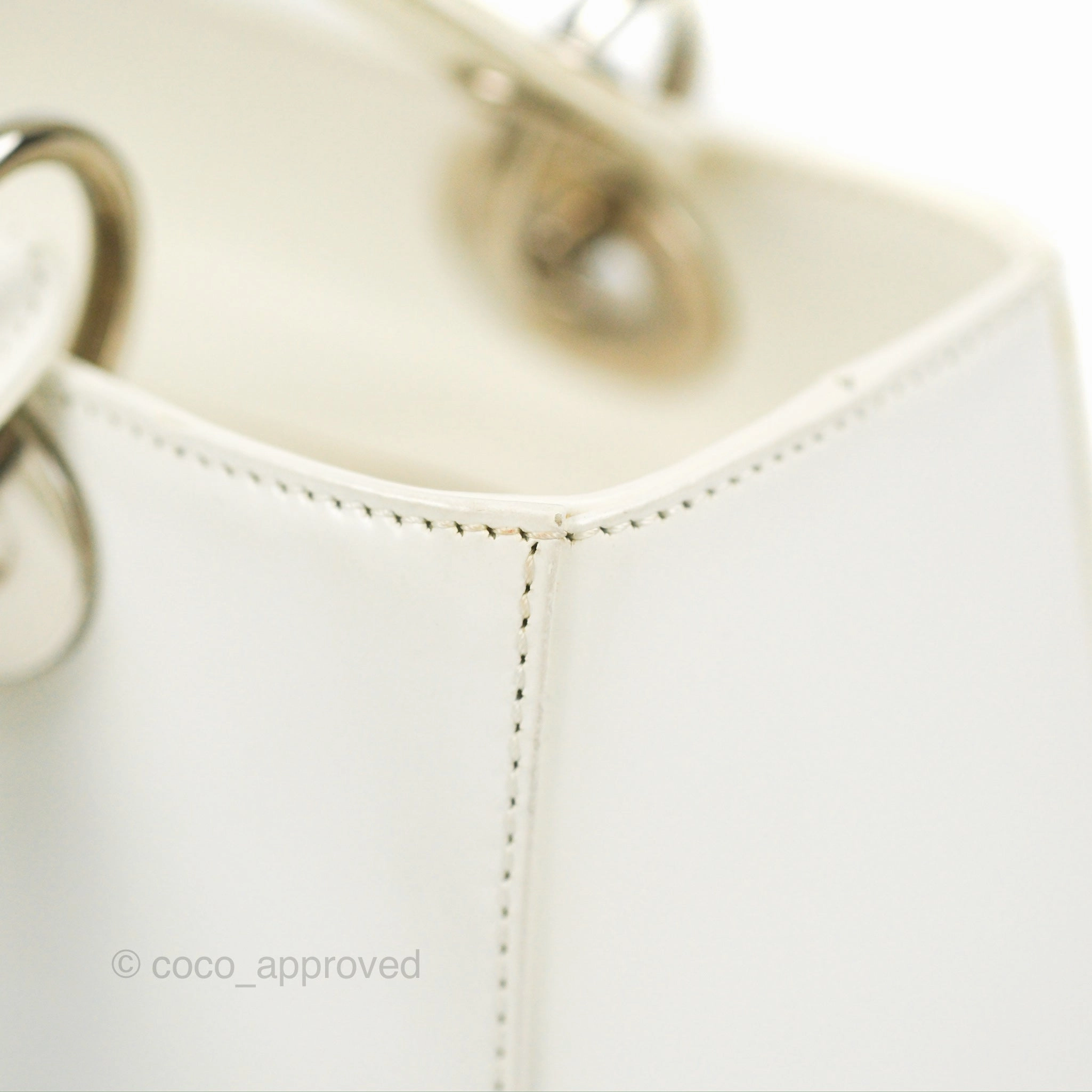 Christian Dior Lady Dior White Calfskin Silver Hardware