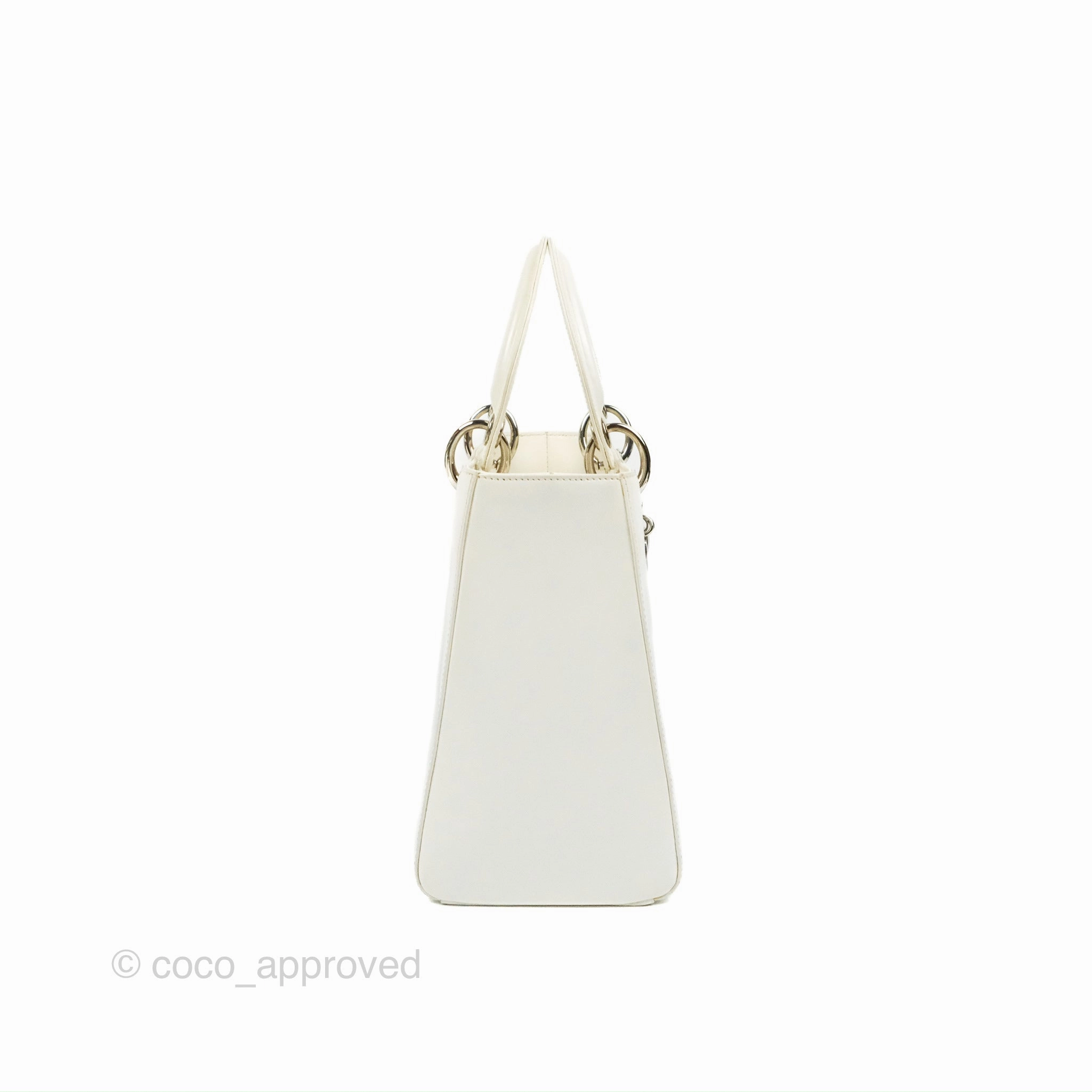Christian Dior Lady Dior White Calfskin Silver Hardware