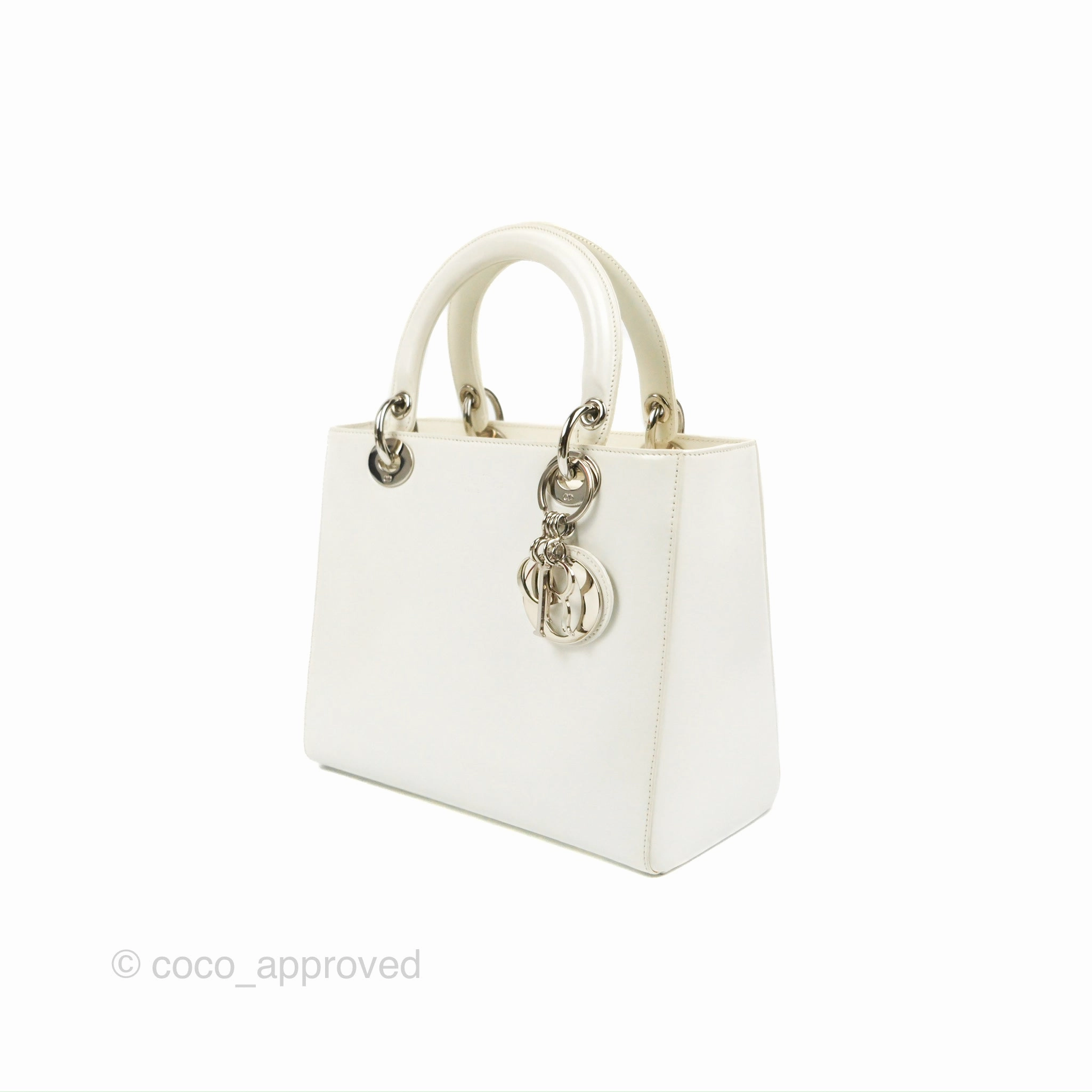 Christian Dior Lady Dior White Calfskin Silver Hardware