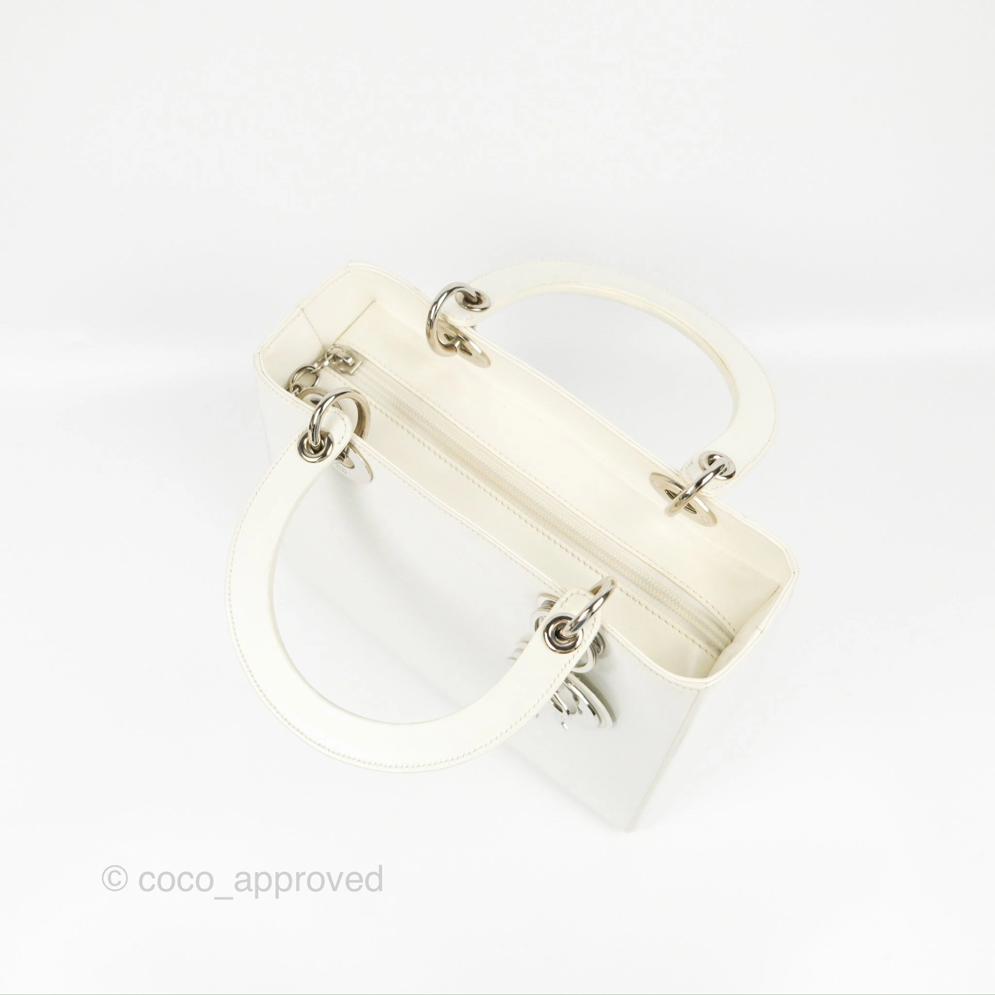 Christian Dior Lady Dior White Calfskin Silver Hardware