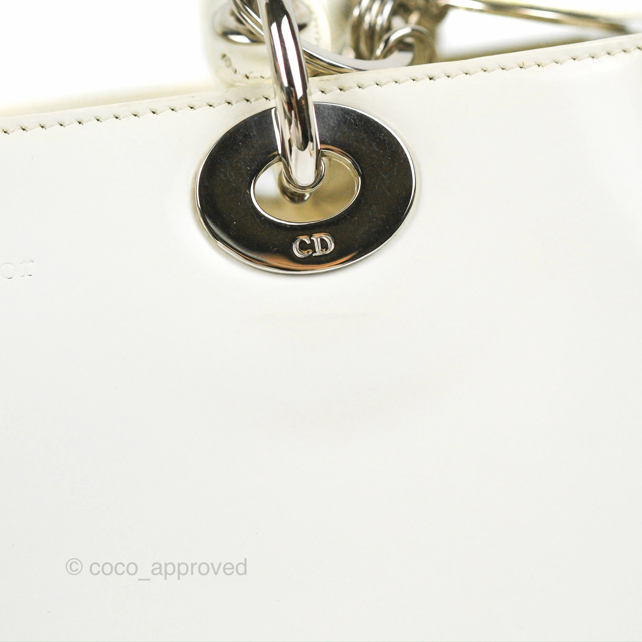 Christian Dior Lady Dior White Calfskin Silver Hardware