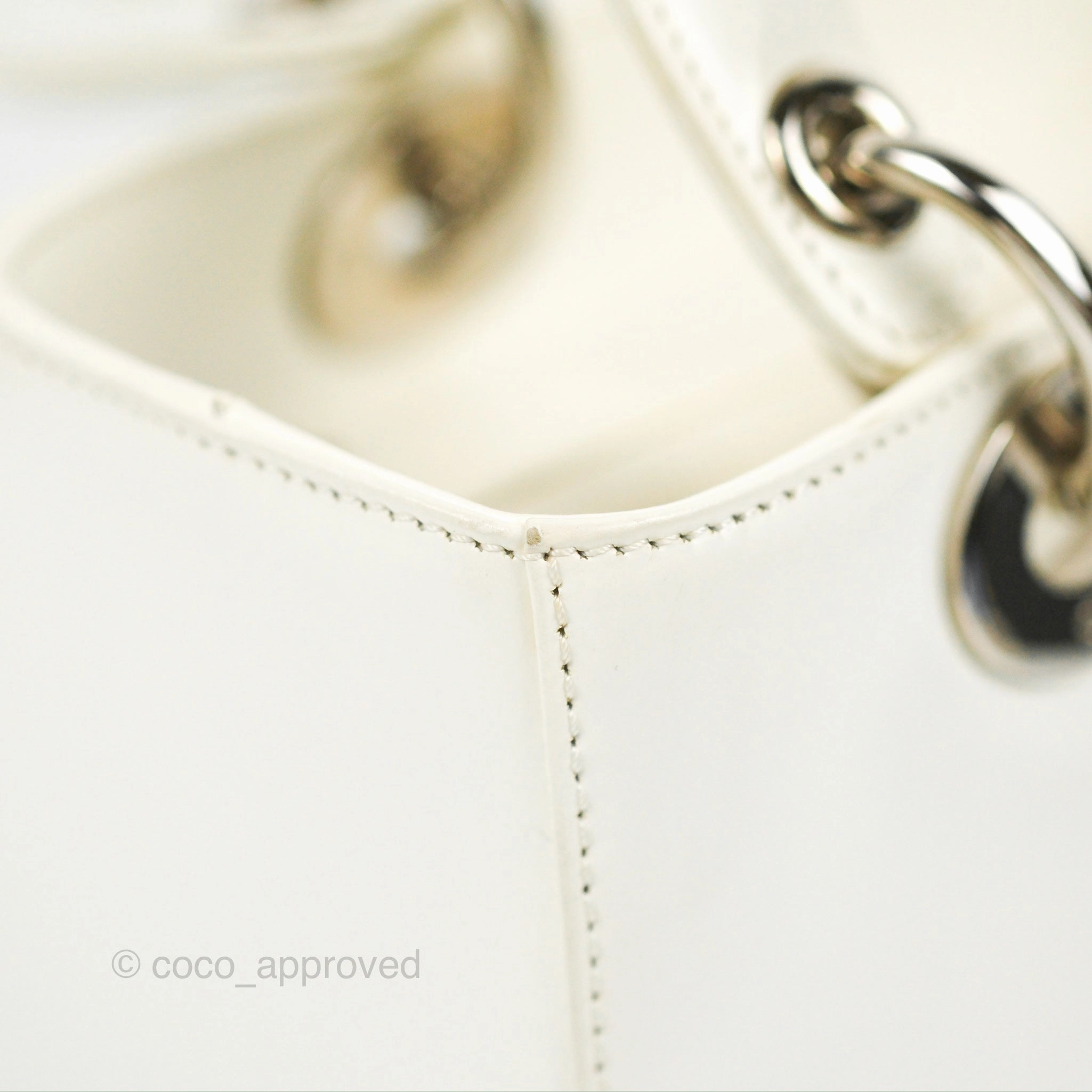 Christian Dior Lady Dior White Calfskin Silver Hardware