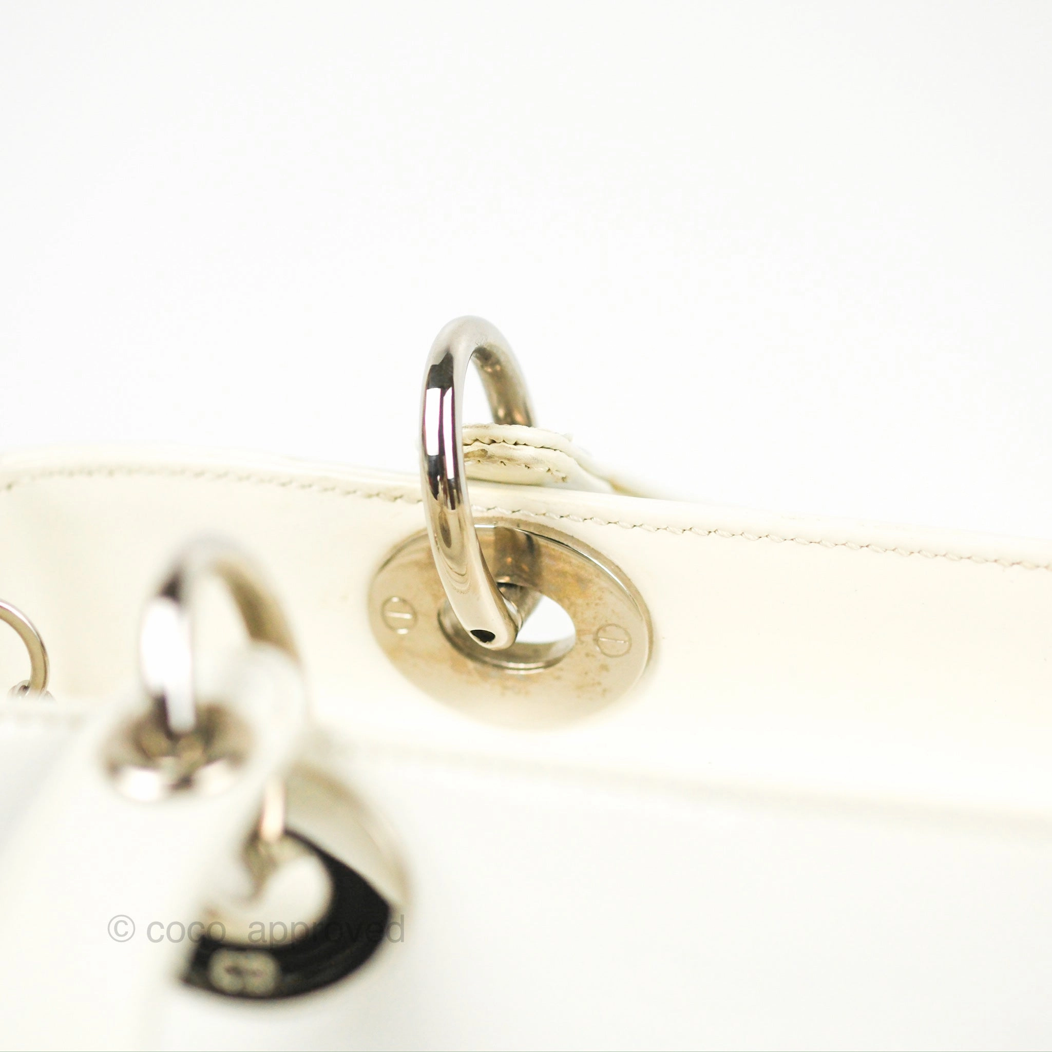 Christian Dior Lady Dior White Calfskin Silver Hardware