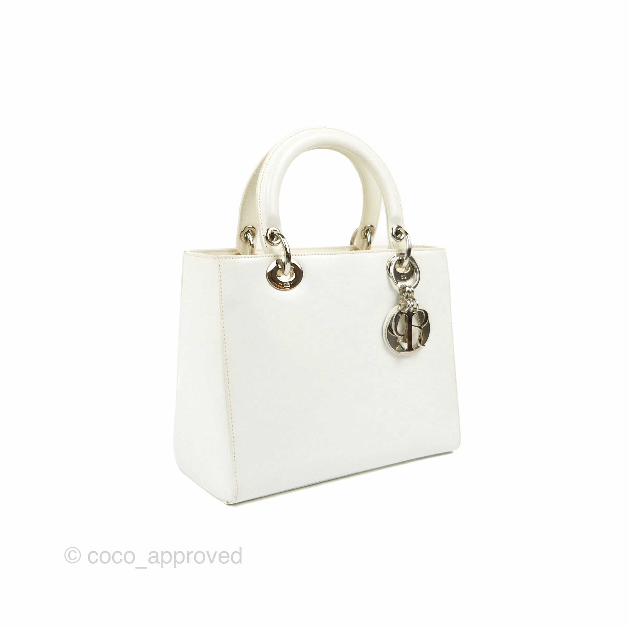 Christian Dior Lady Dior White Calfskin Silver Hardware