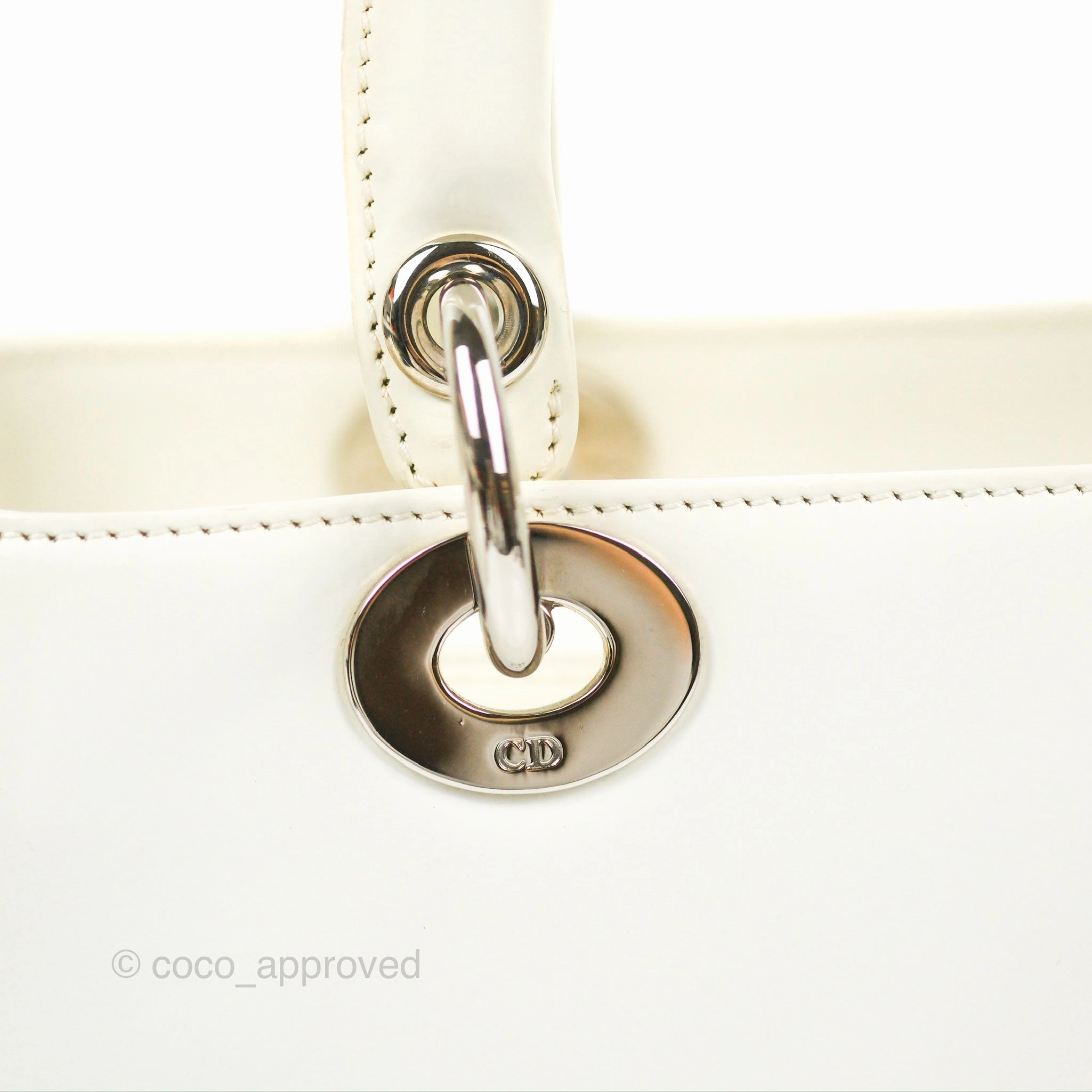 Christian Dior Lady Dior White Calfskin Silver Hardware