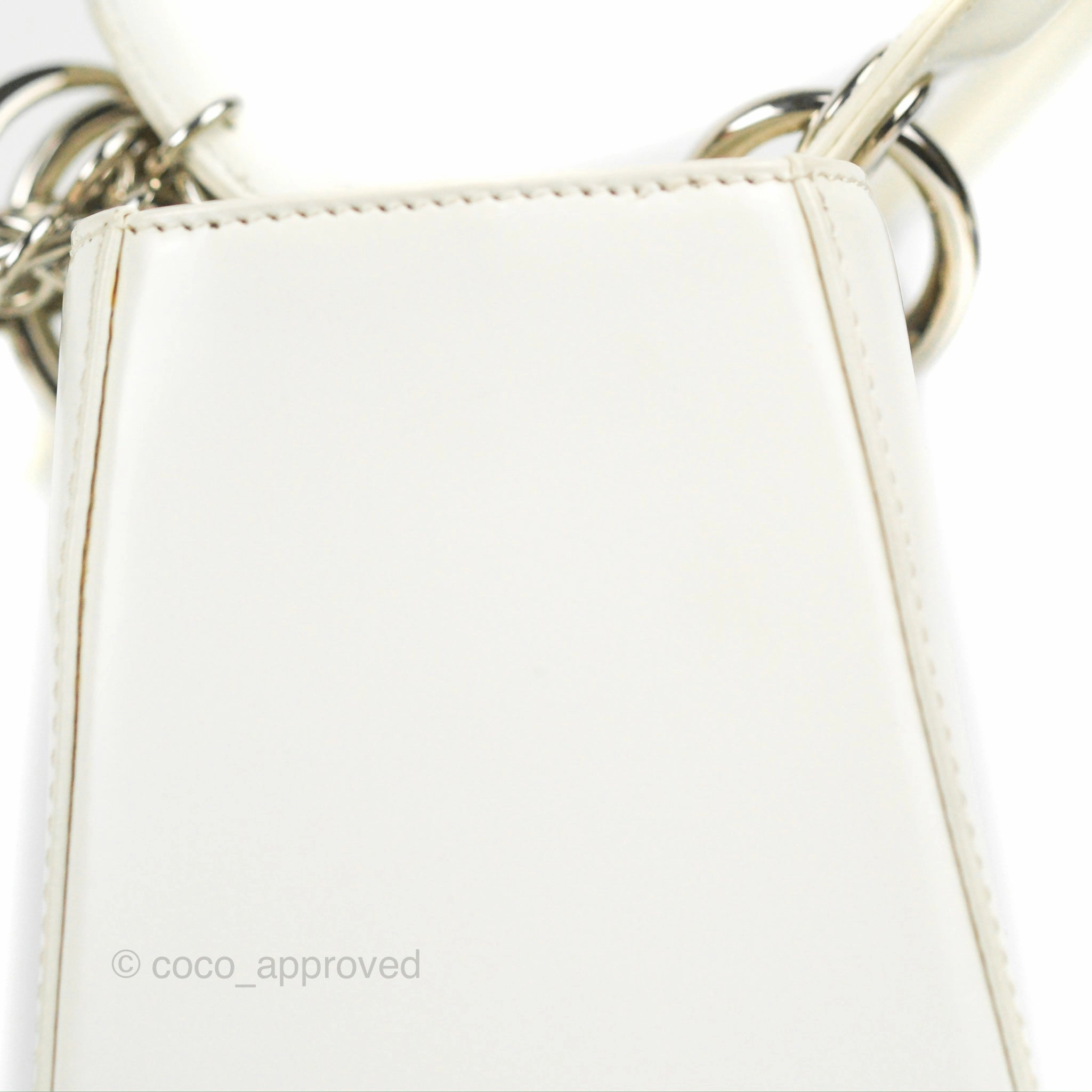 Christian Dior Lady Dior White Calfskin Silver Hardware