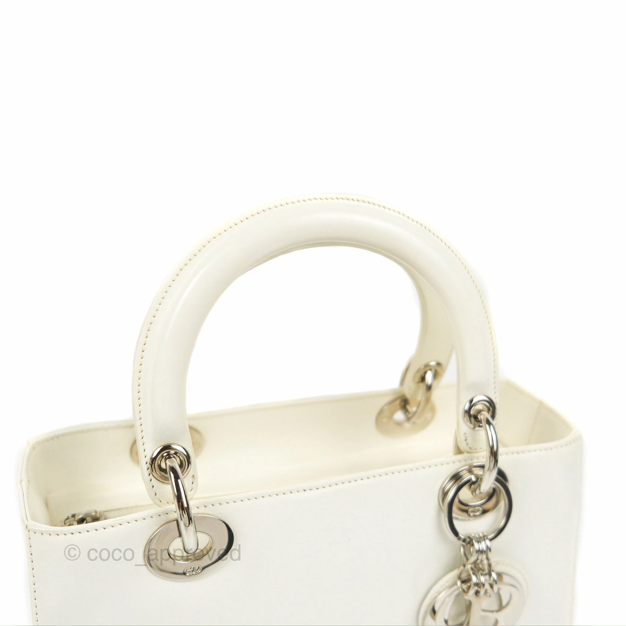 Christian Dior Lady Dior White Calfskin Silver Hardware