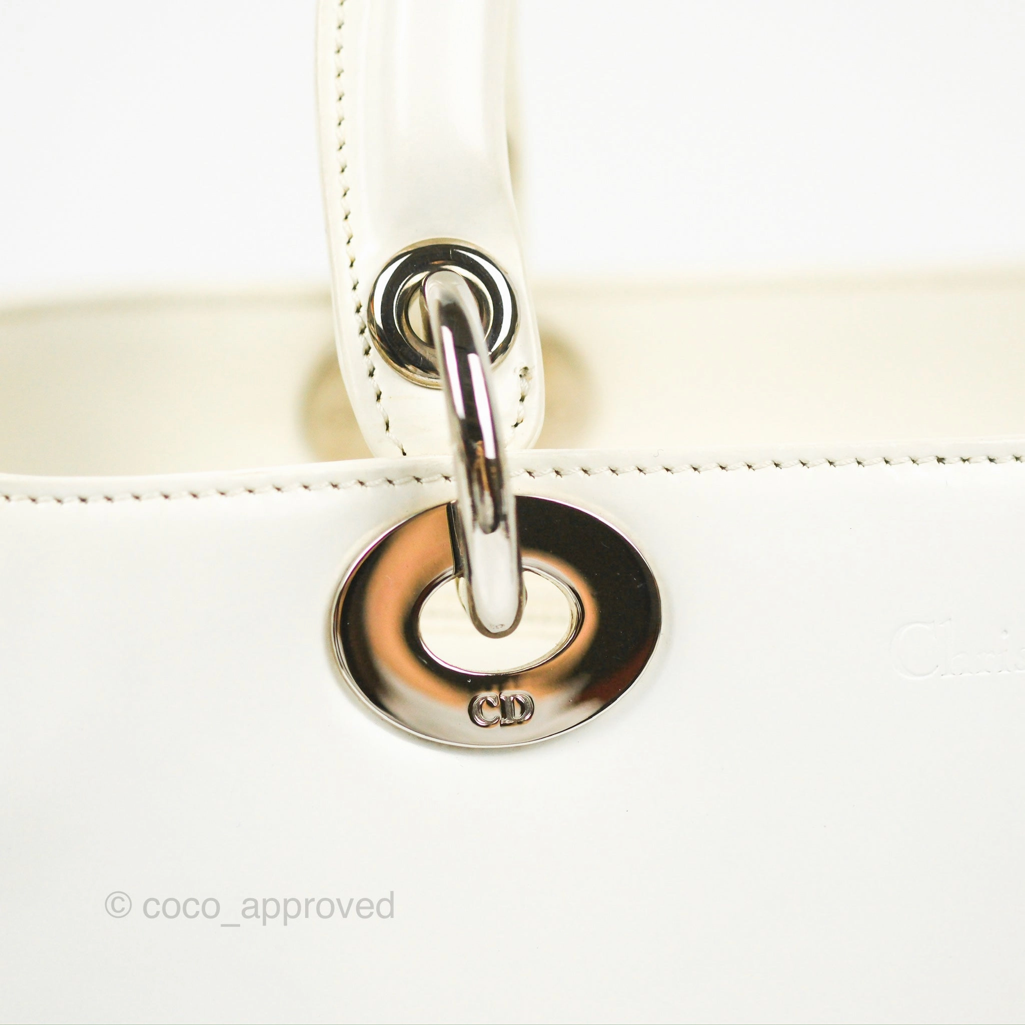 Christian Dior Lady Dior White Calfskin Silver Hardware