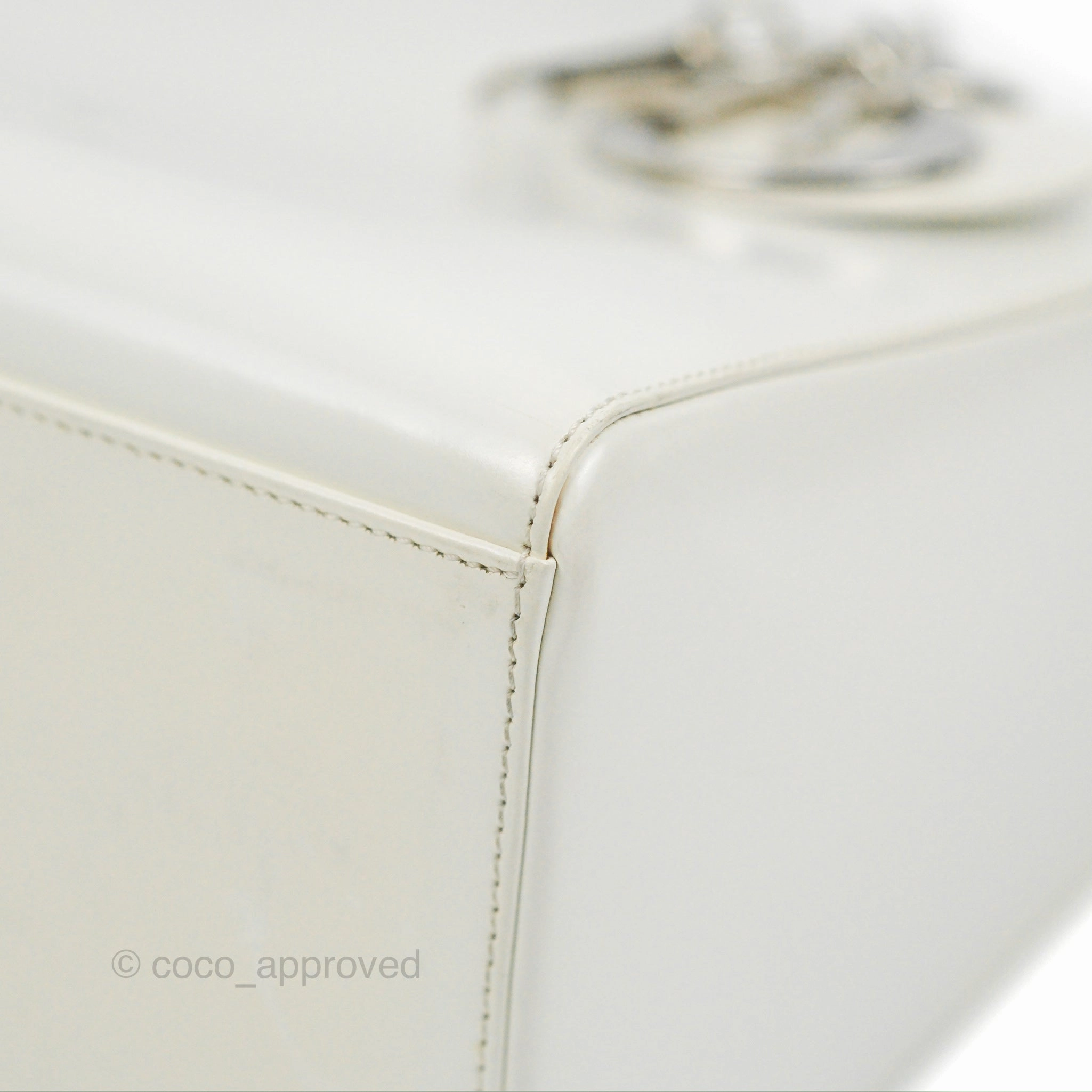 Christian Dior Lady Dior White Calfskin Silver Hardware
