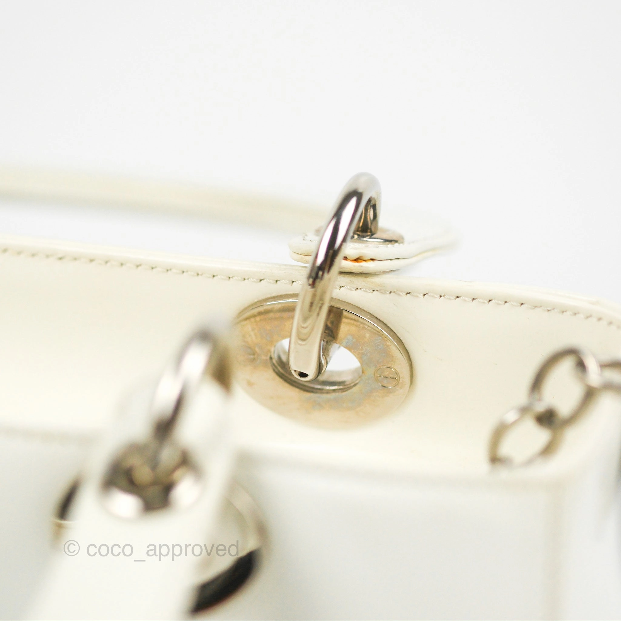 Christian Dior Lady Dior White Calfskin Silver Hardware