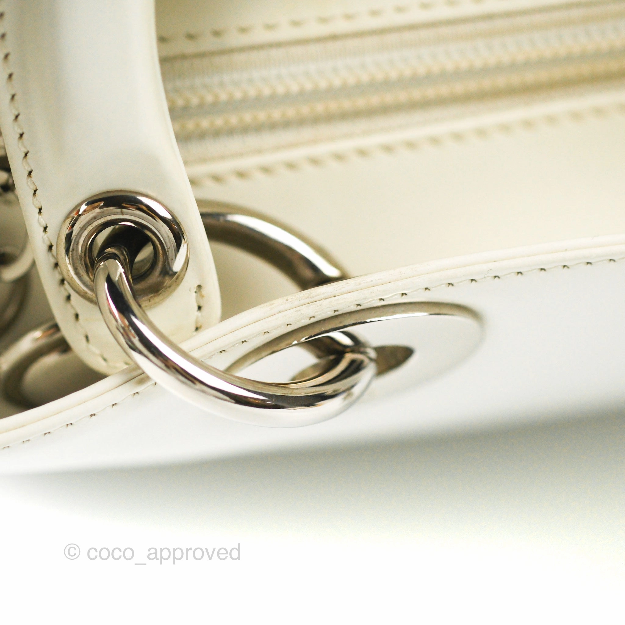 Christian Dior Lady Dior White Calfskin Silver Hardware