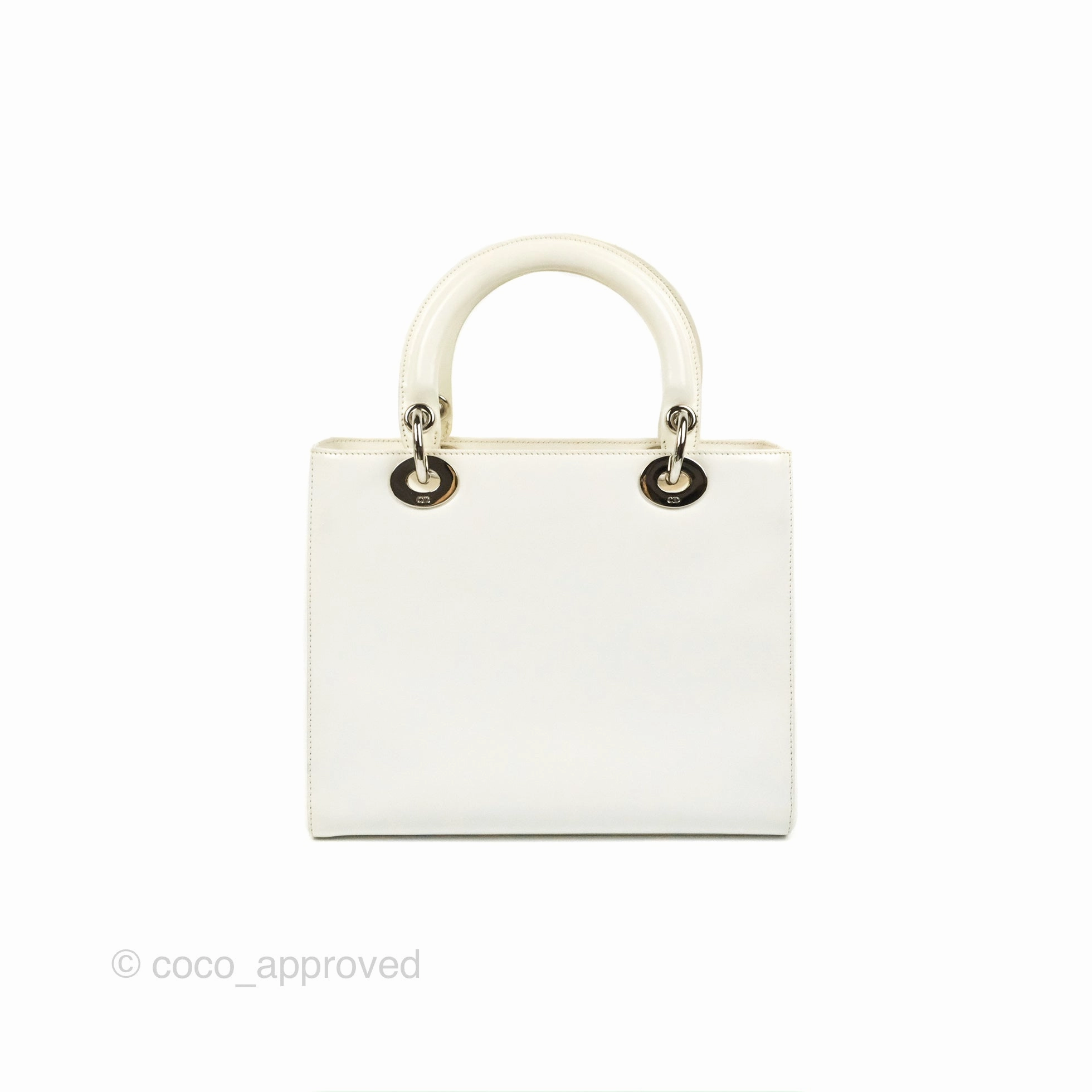 Christian Dior Lady Dior White Calfskin Silver Hardware
