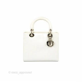 Christian Dior Lady Dior White Calfskin Silver Hardware