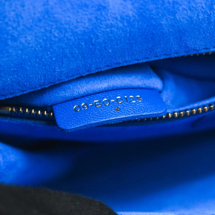 Christian Dior Large Dioraddict Flap Bag Blue Cannage Lambskin Aged Gold Hardware