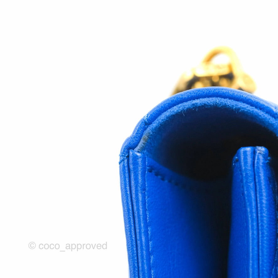 Christian Dior Large Dioraddict Flap Bag Blue Cannage Lambskin Aged Gold Hardware