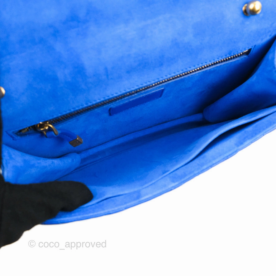 Christian Dior Large Dioraddict Flap Bag Blue Cannage Lambskin Aged Gold Hardware