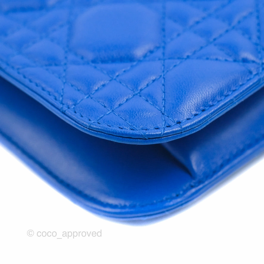 Christian Dior Large Dioraddict Flap Bag Blue Cannage Lambskin Aged Gold Hardware