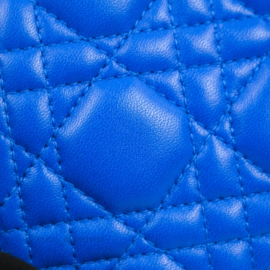 Christian Dior Large Dioraddict Flap Bag Blue Cannage Lambskin Aged Gold Hardware