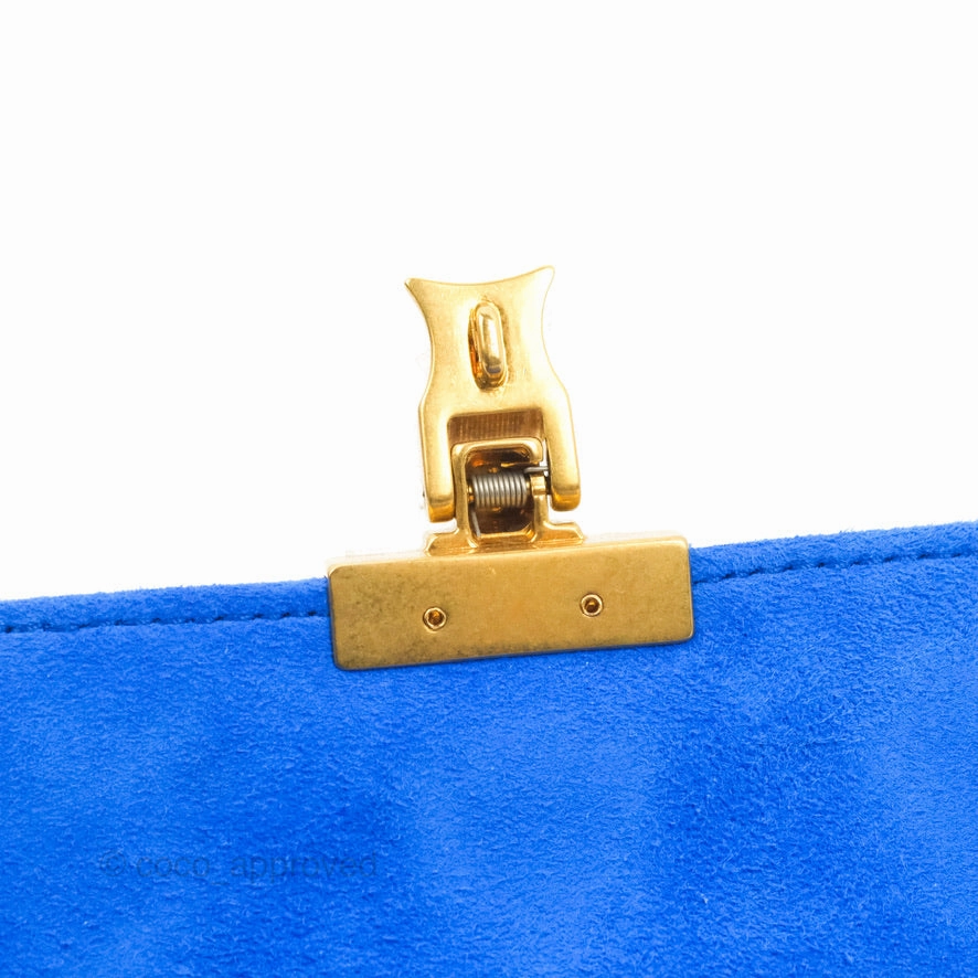 Christian Dior Large Dioraddict Flap Bag Blue Cannage Lambskin Aged Gold Hardware