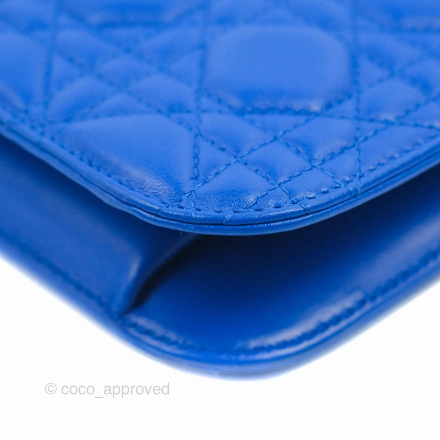 Christian Dior Large Dioraddict Flap Bag Blue Cannage Lambskin Aged Gold Hardware