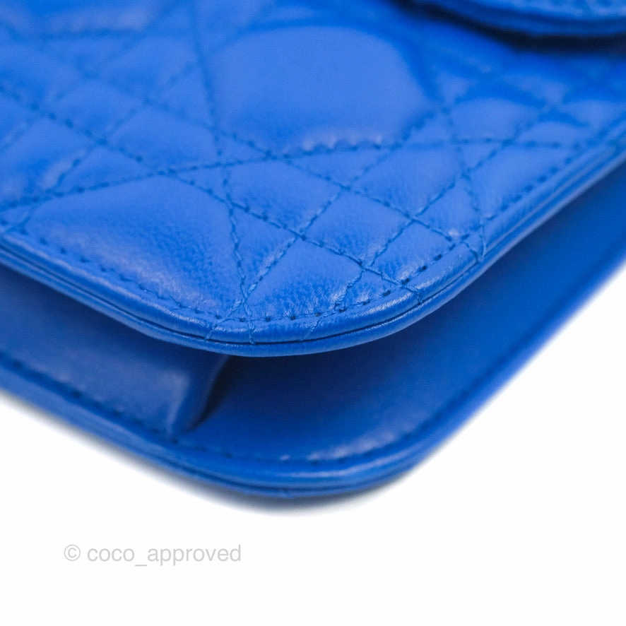 Christian Dior Large Dioraddict Flap Bag Blue Cannage Lambskin Aged Gold Hardware