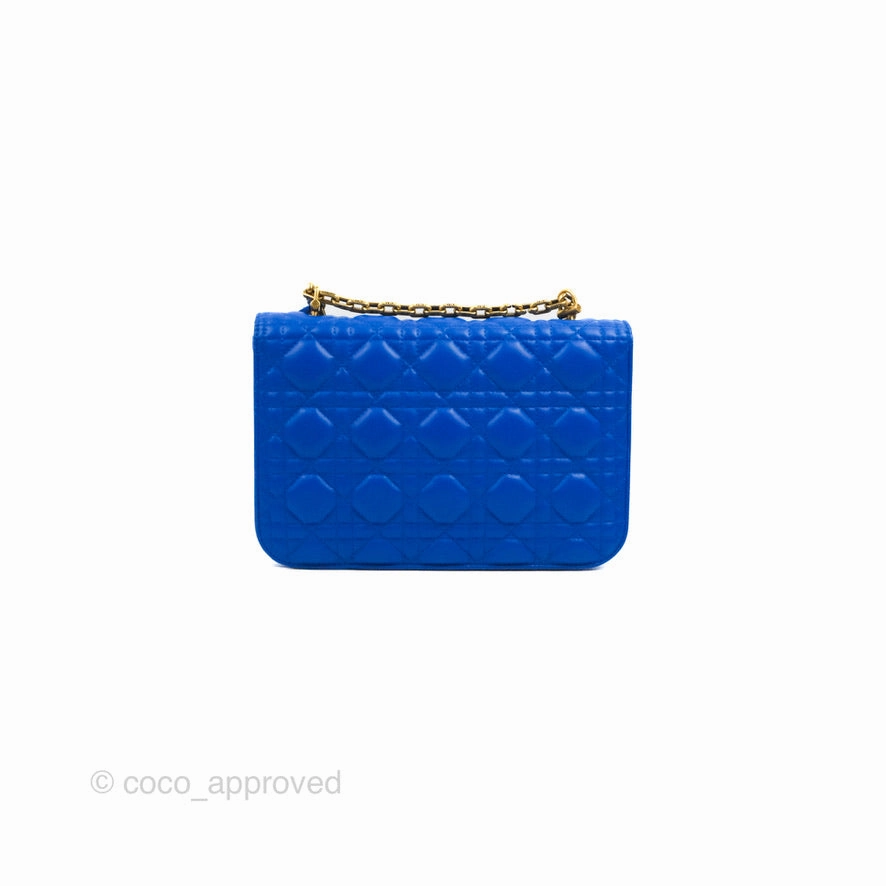 Christian Dior Large Dioraddict Flap Bag Blue Cannage Lambskin Aged Gold Hardware