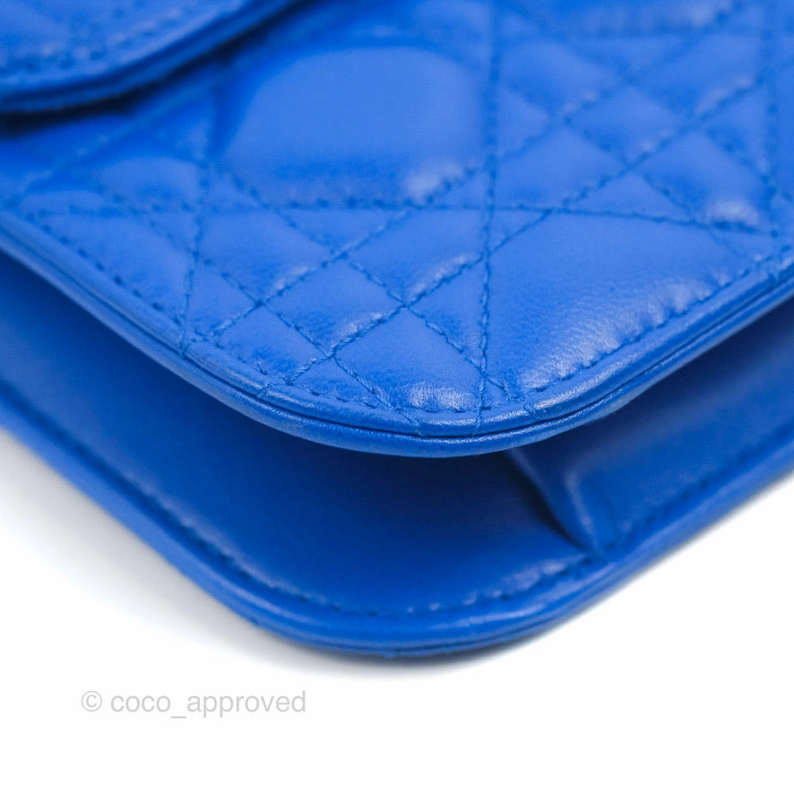 Christian Dior Large Dioraddict Flap Bag Blue Cannage Lambskin Aged Gold Hardware