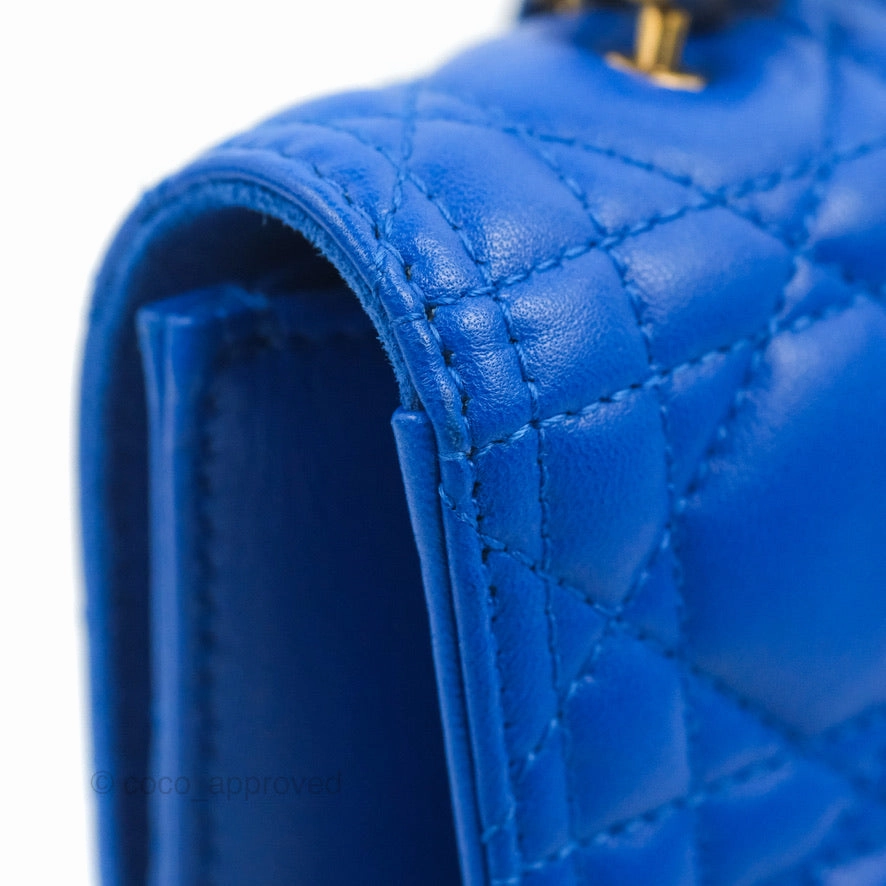 Christian Dior Large Dioraddict Flap Bag Blue Cannage Lambskin Aged Gold Hardware