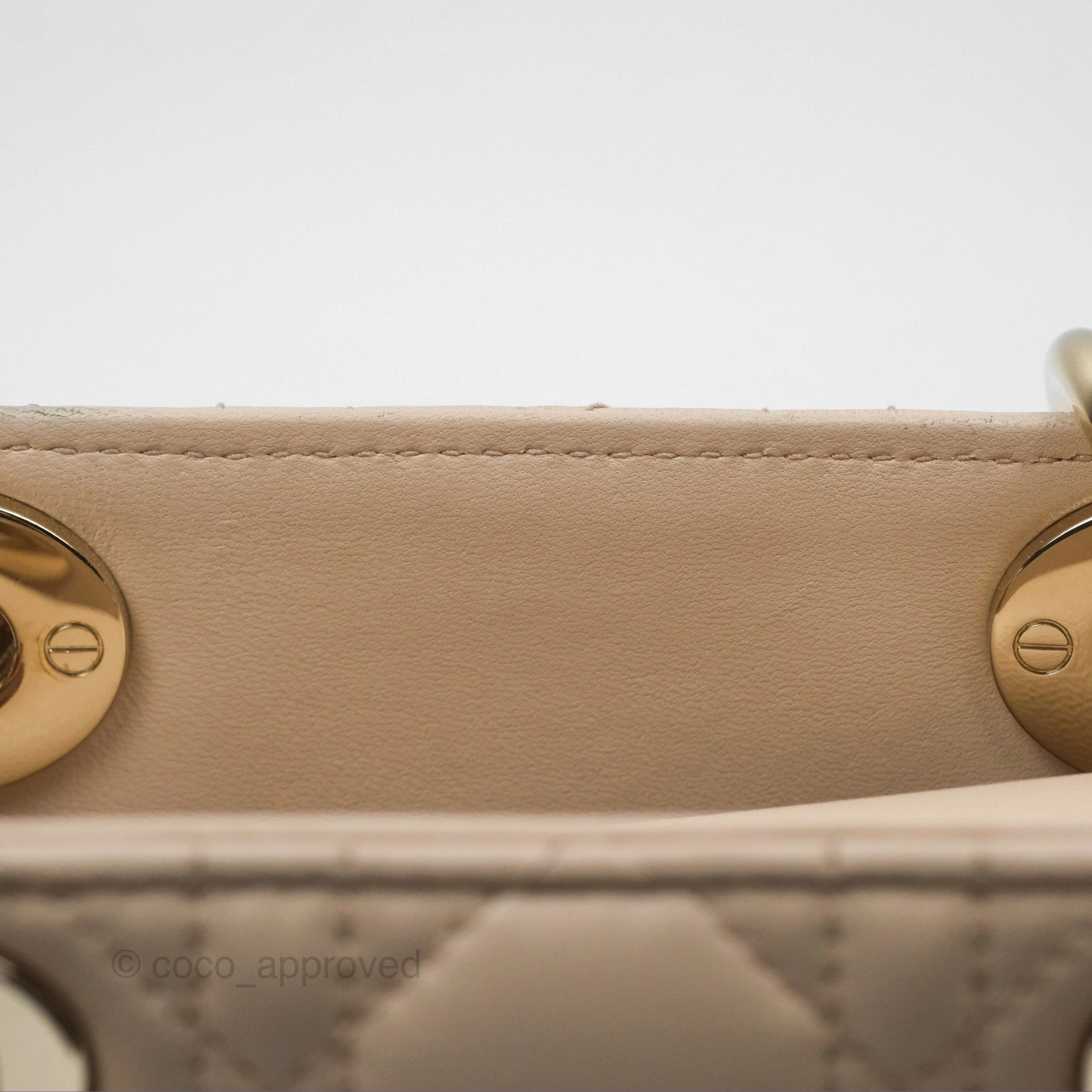 Christian Dior Medium Lady D-Joy Bag Beige Lambskin Cannage Gold Hardware