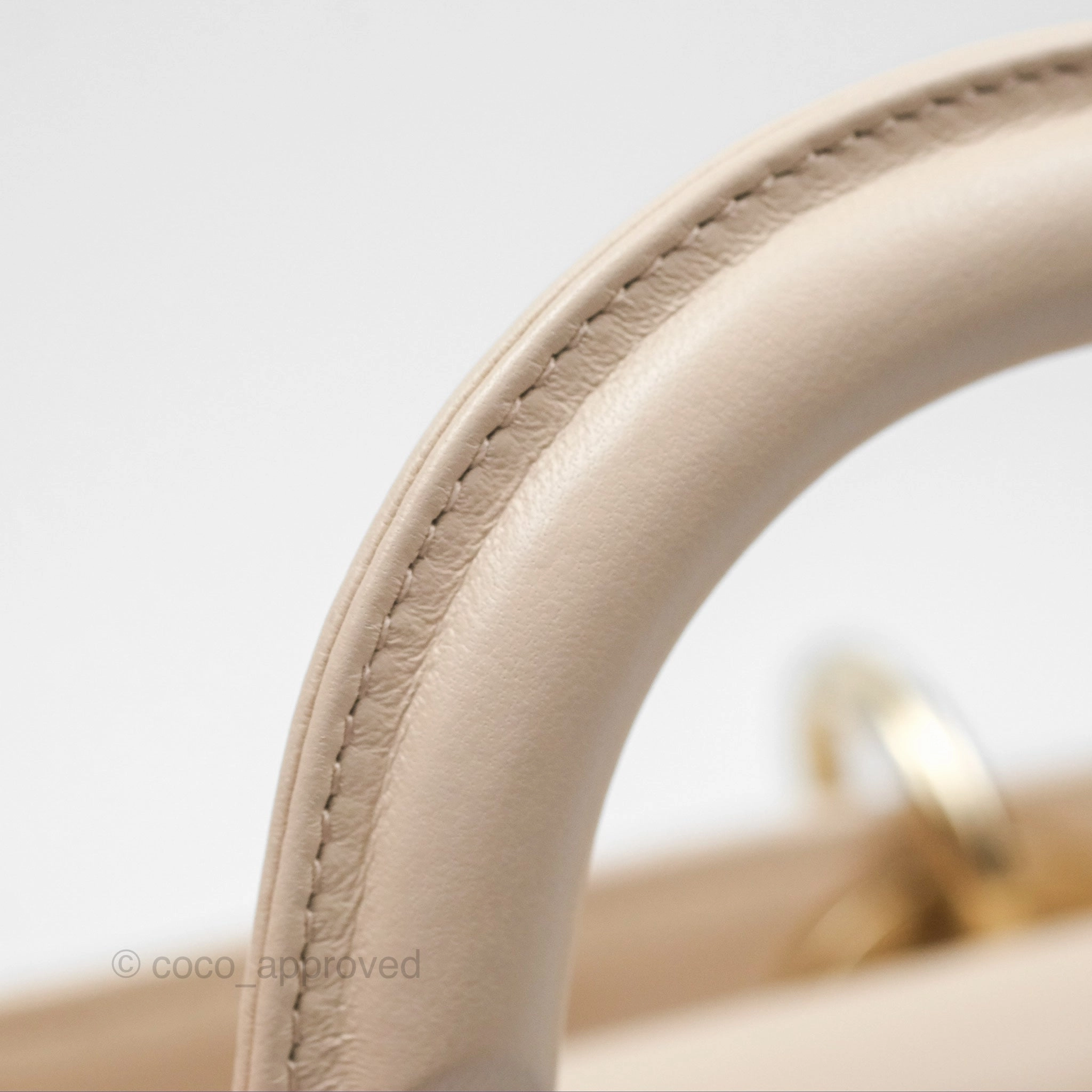 Christian Dior Medium Lady D-Joy Bag Beige Lambskin Cannage Gold Hardware